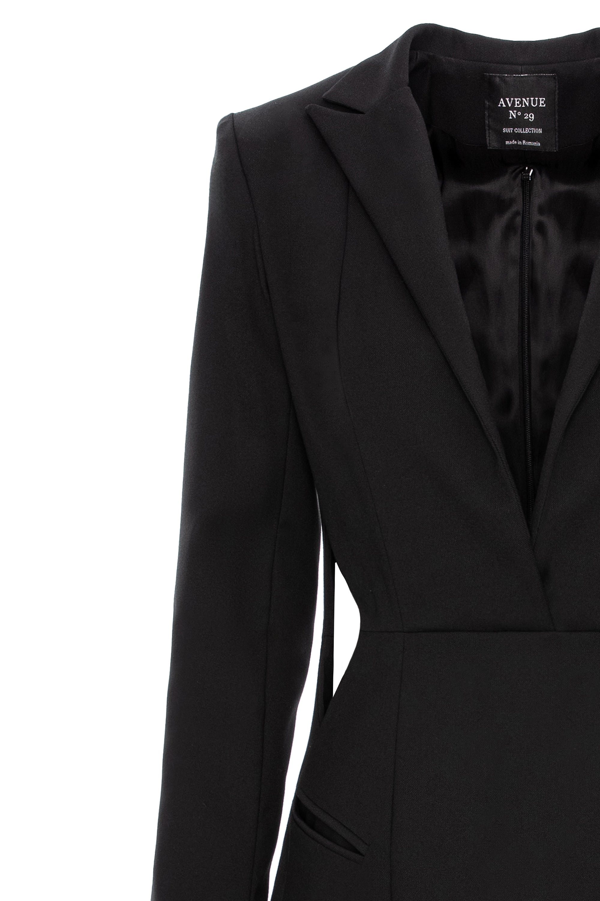 cut out side blazer dress Women's Black Plunge Side Cut Out Tie Detail Blazer Dress