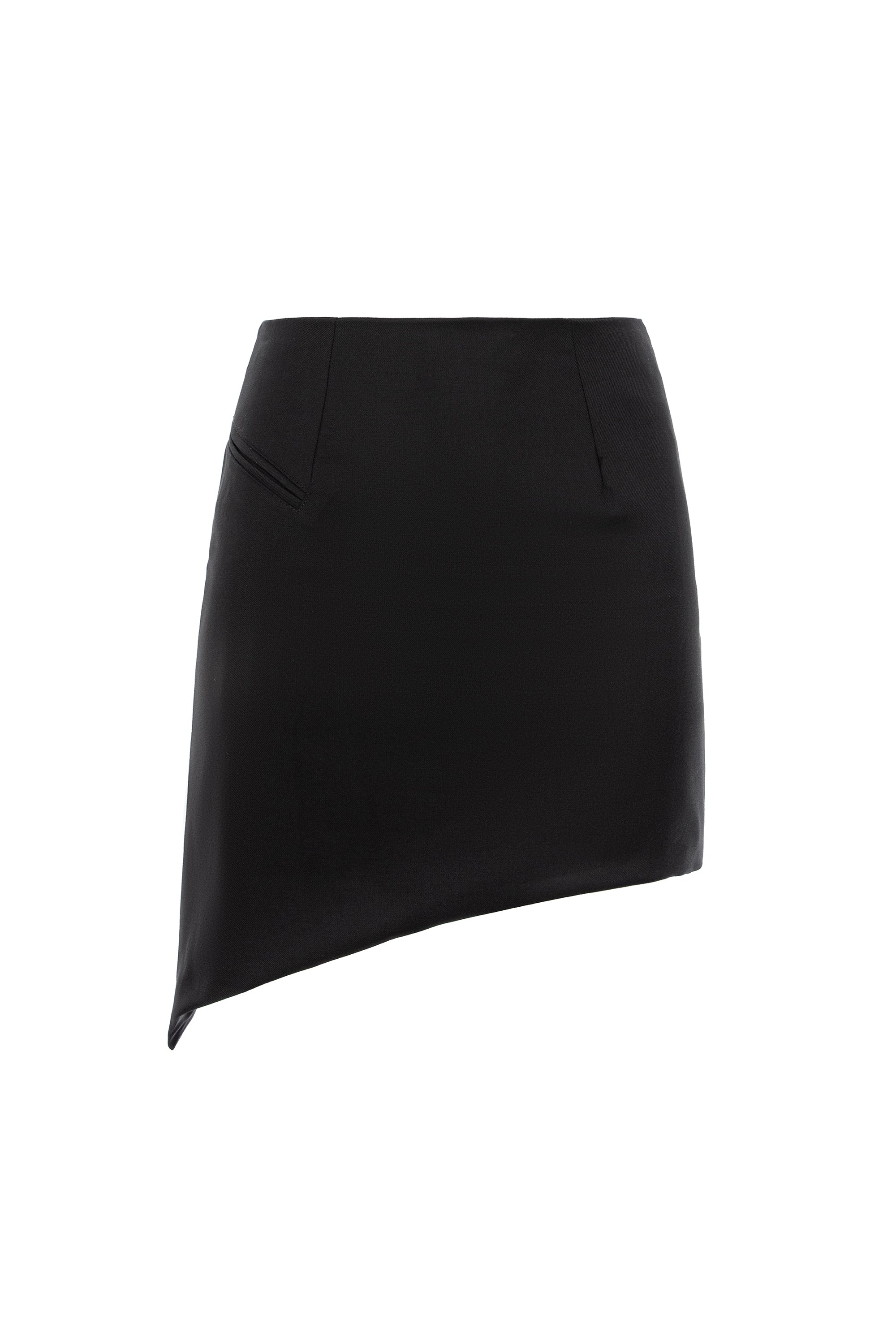 Asymmetric Mini Skirt  - Black