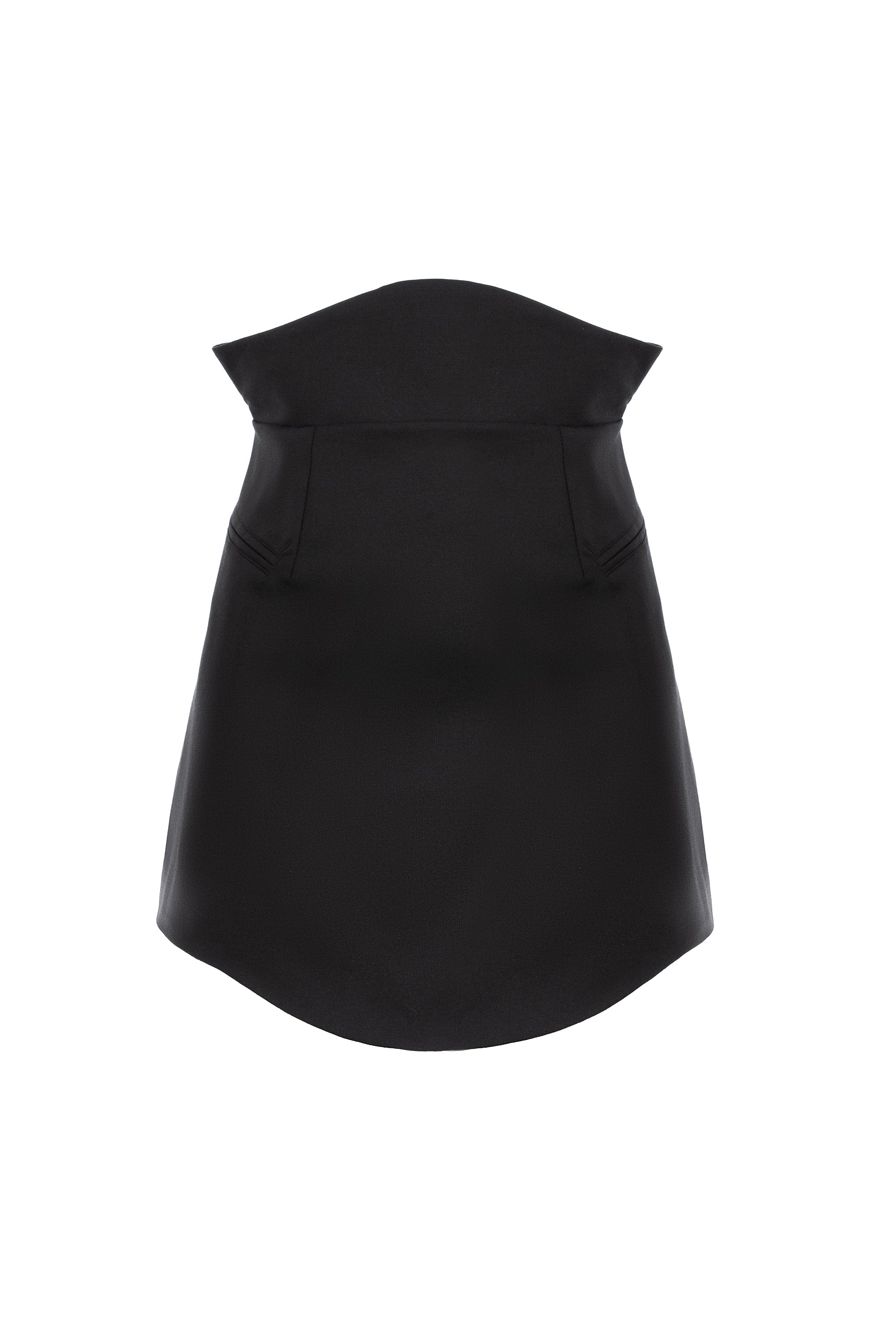 Mini Skirt With Rounded Hemline - Black