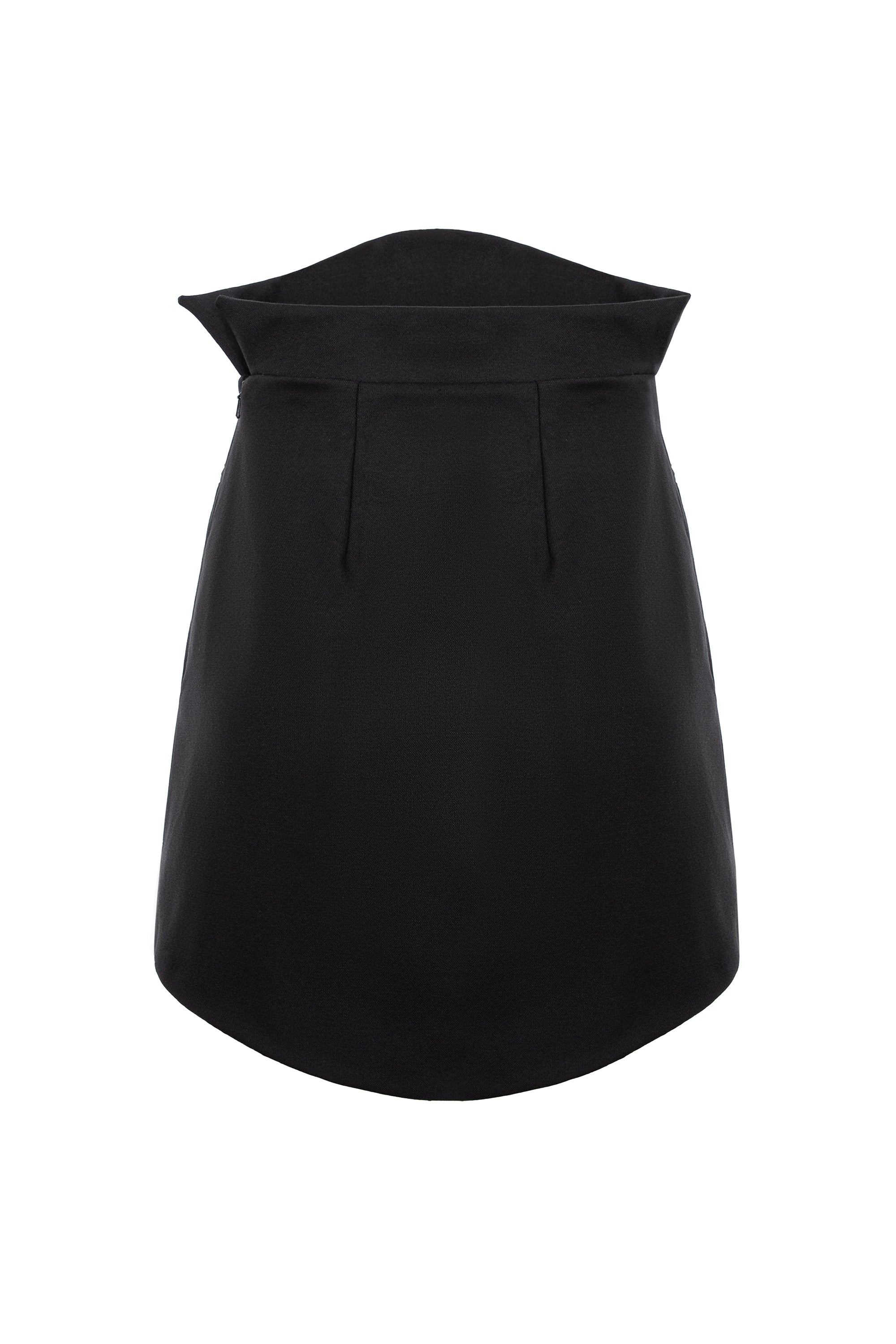 Mini Skirt With Rounded Hemline - Black