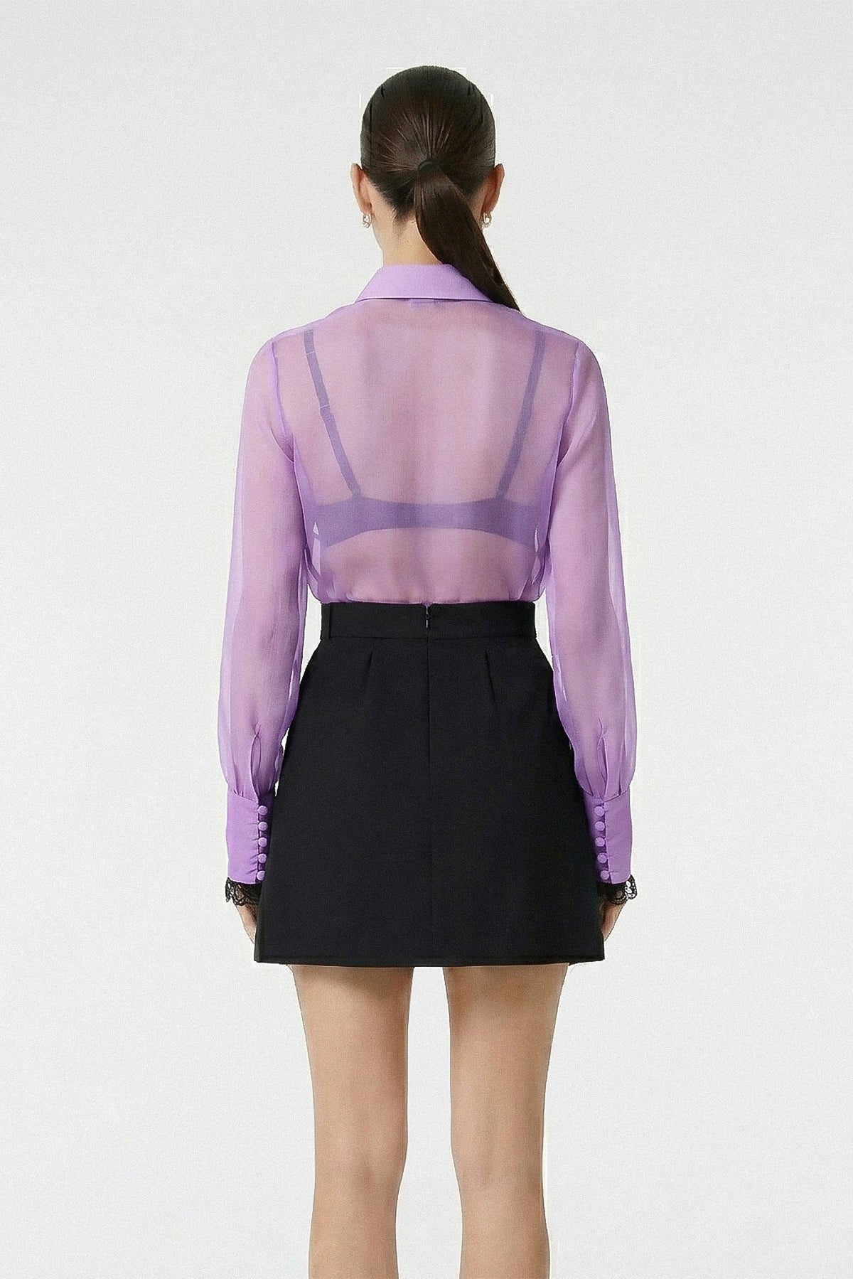 Silk Ruffle Buttoned Down Shirt - Lilac