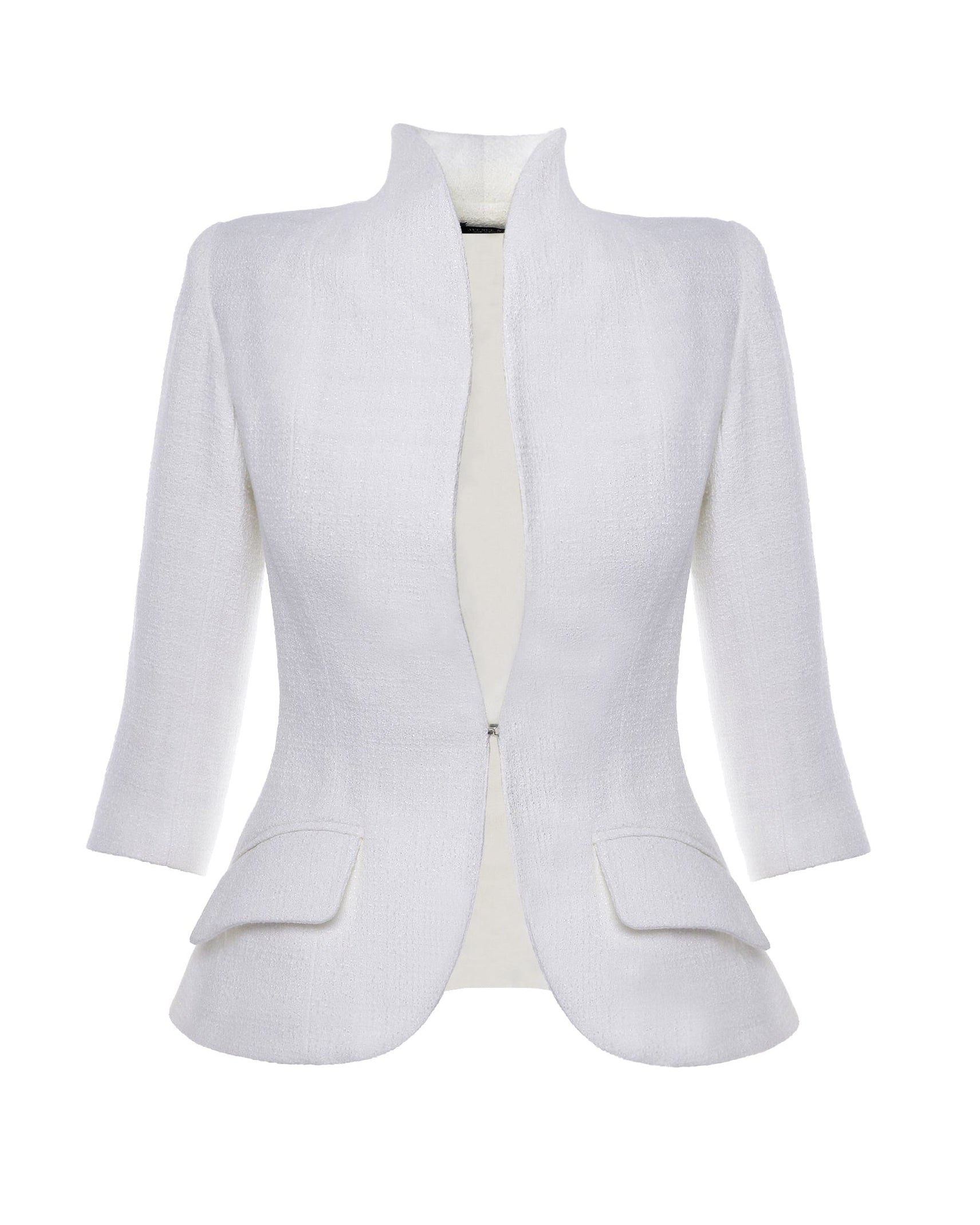 Structured Boucle Blazer - White