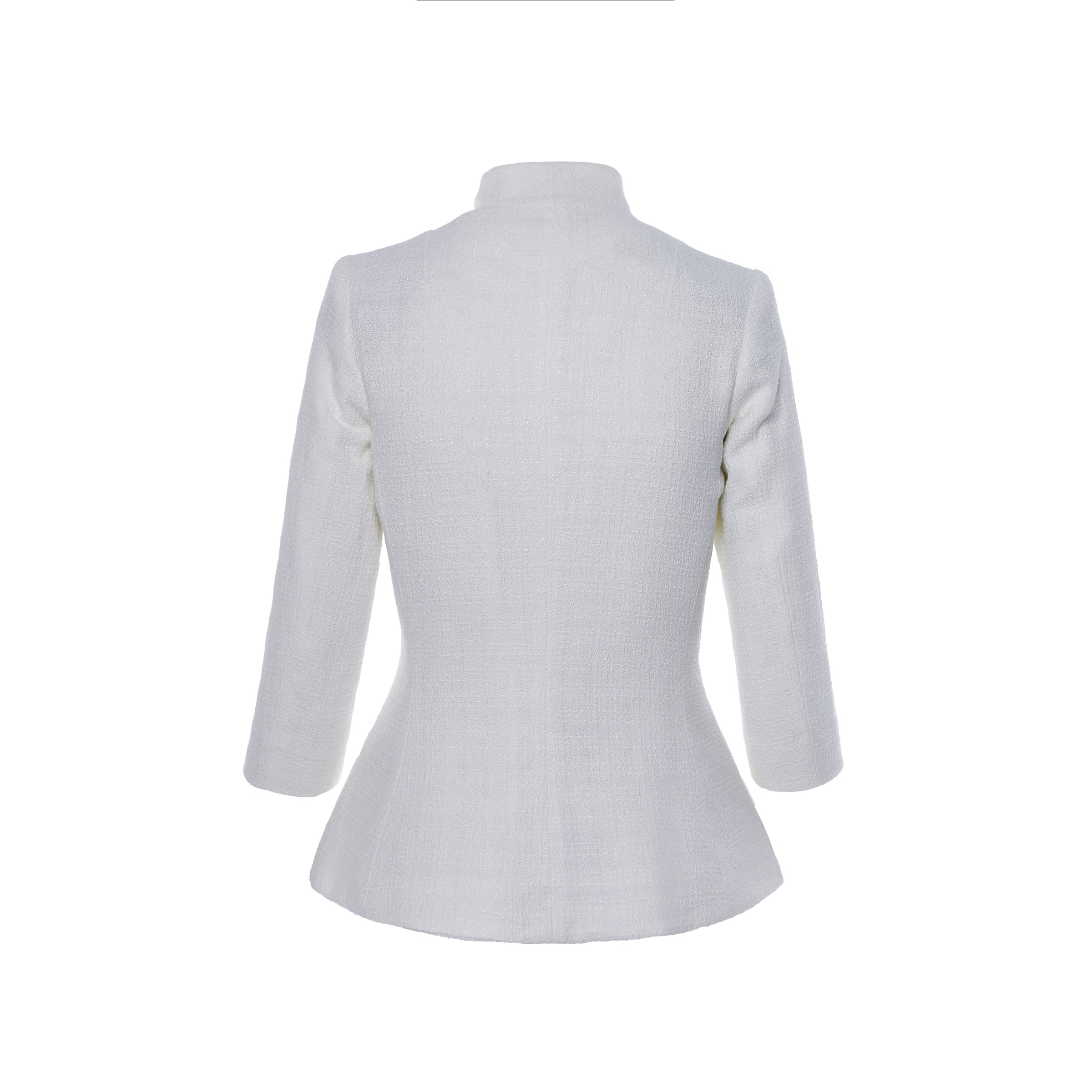Structured Boucle Blazer - White