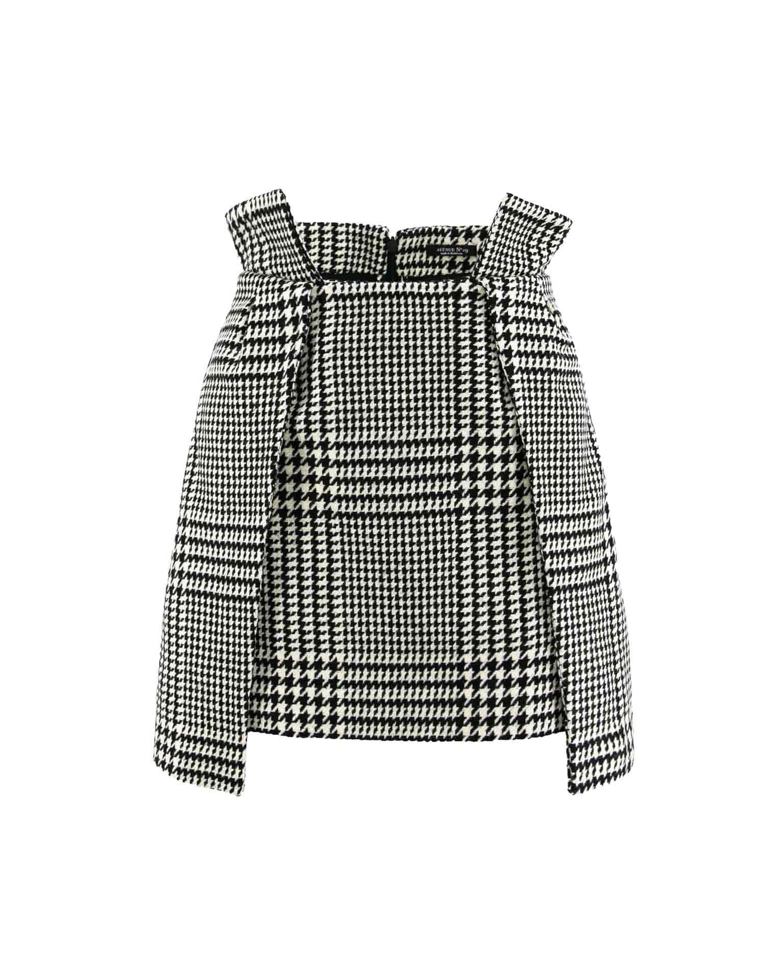 Checked Wool Wrap Mini Skirt