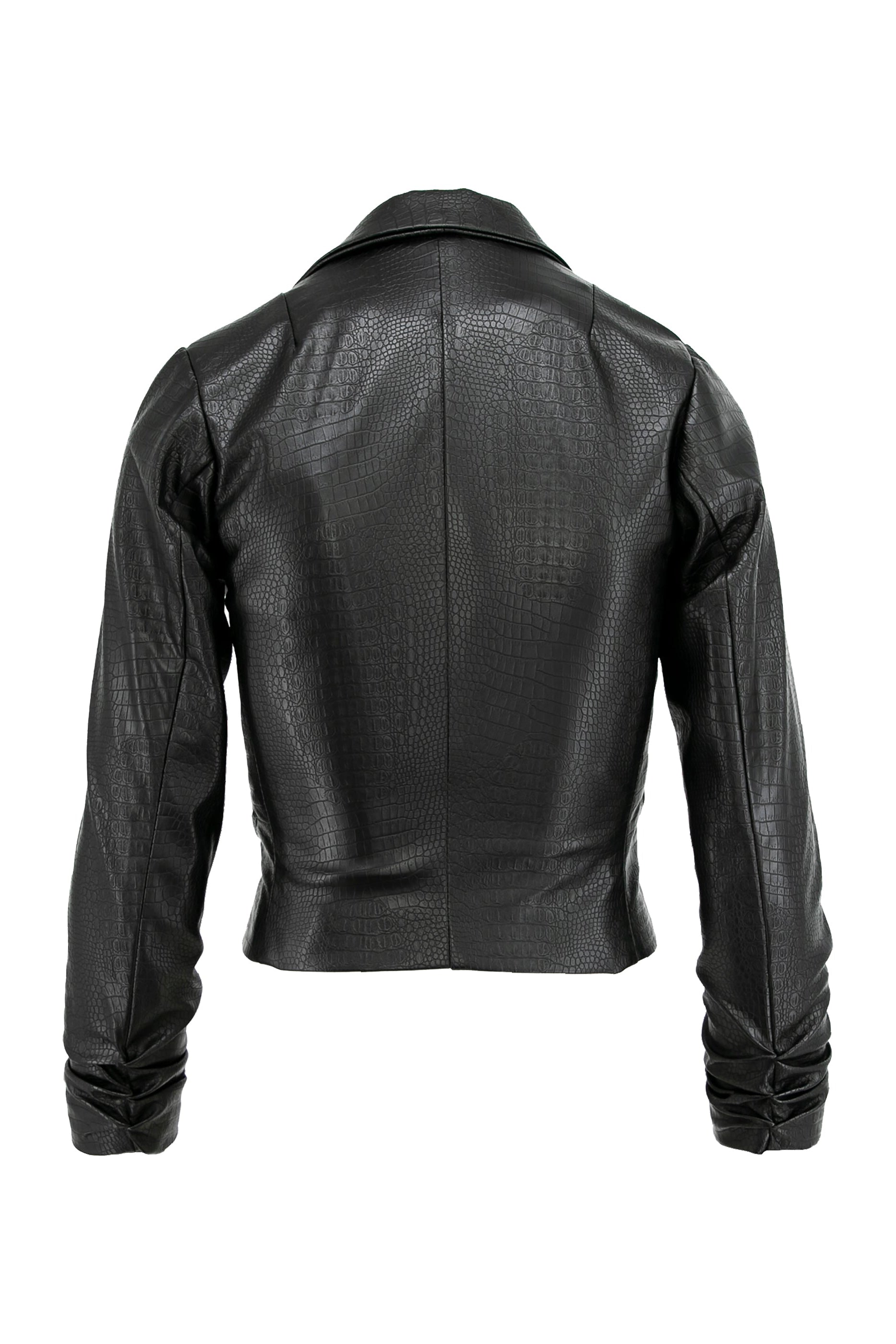 Double Breasted Eco Leather Jacket With Zipper