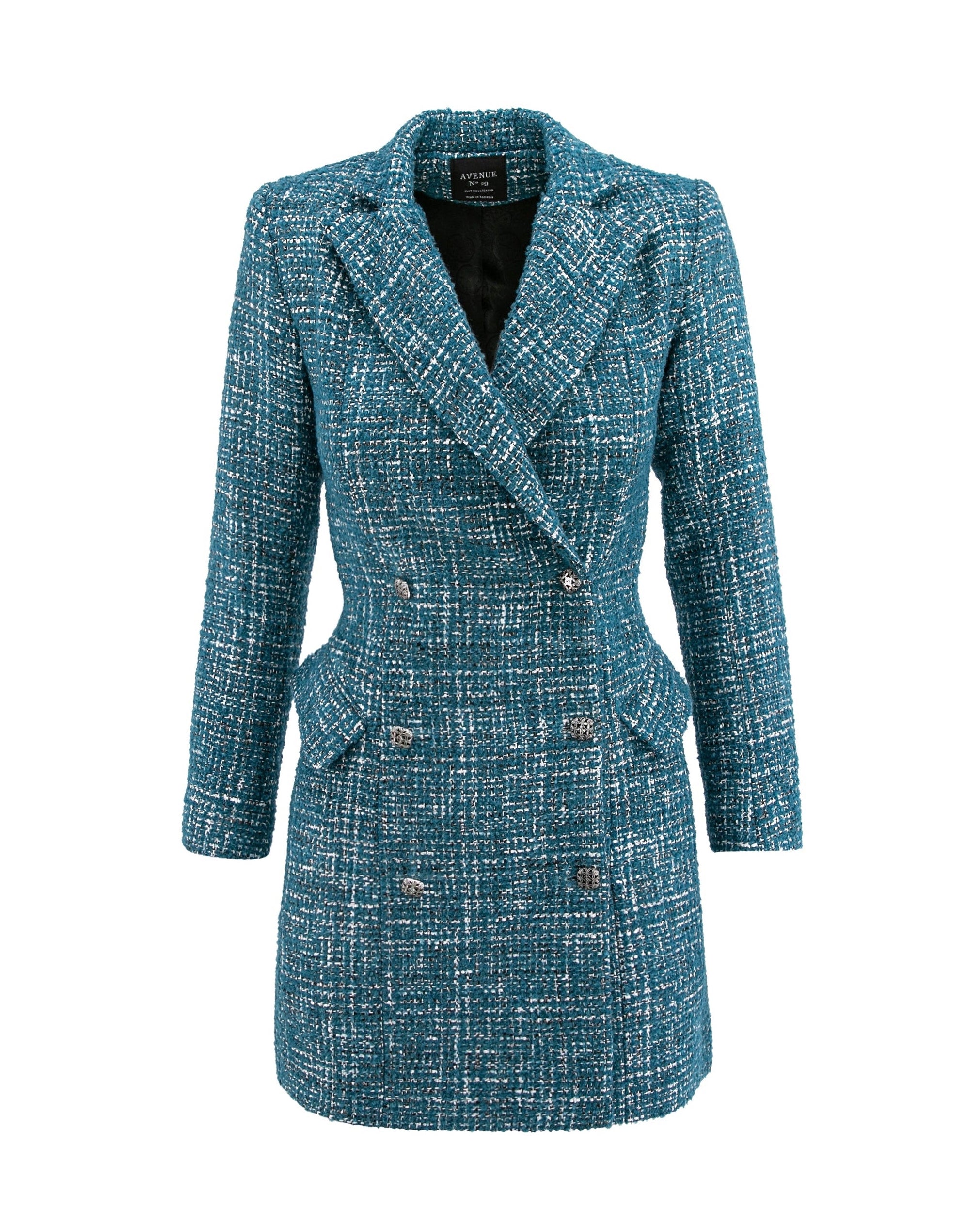 Double Breasted Boucle Blazer Dress