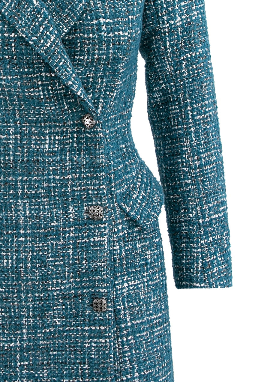 Double Breasted Boucle Blazer Dress