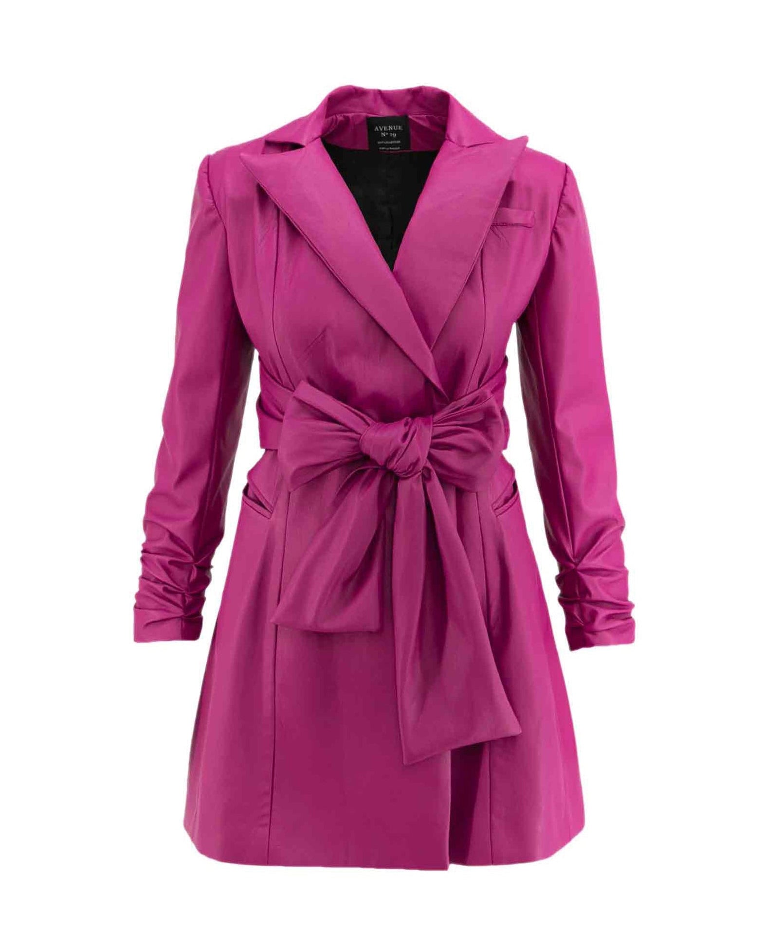 Eco Leather Blazer Dress With Bow