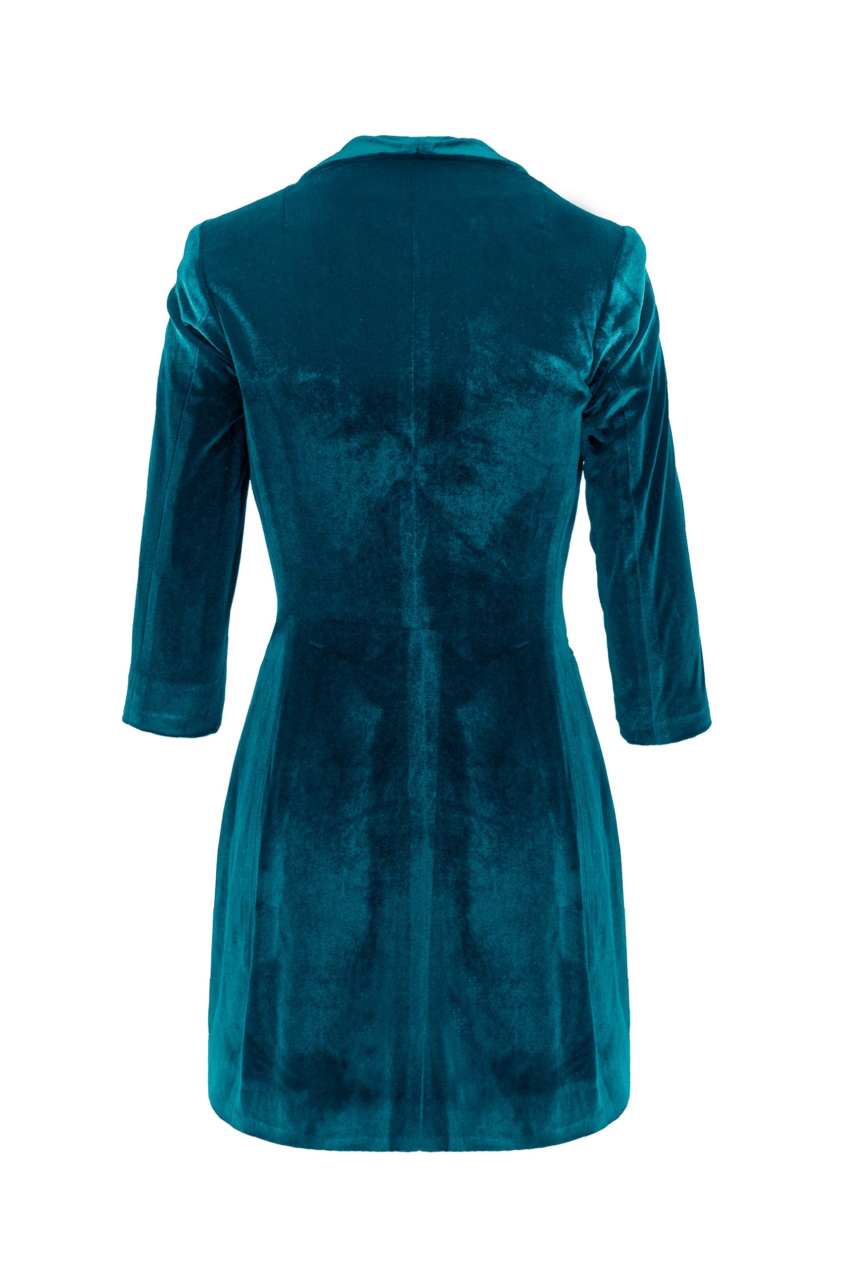 Asymmetric Velvet Blazer Dress - Turquoise