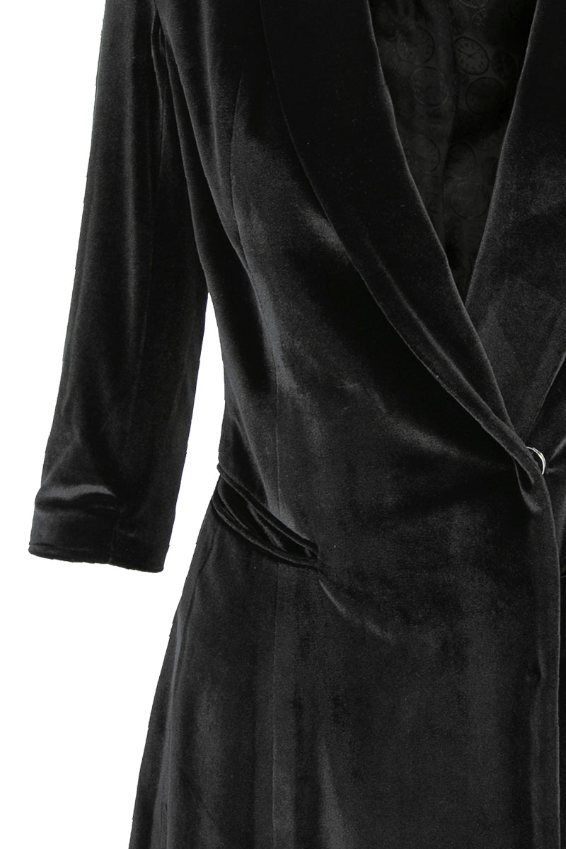 Asymmetric Velvet Blazer Dress - Black