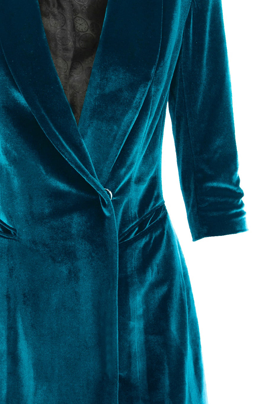 Asymmetric Velvet Blazer Dress - Turquoise
