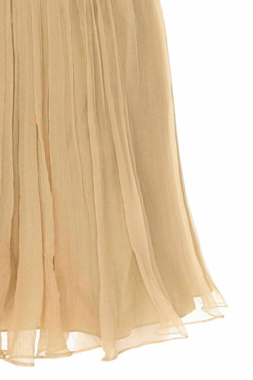 Gathered Silk Midi Skirt - Nude
