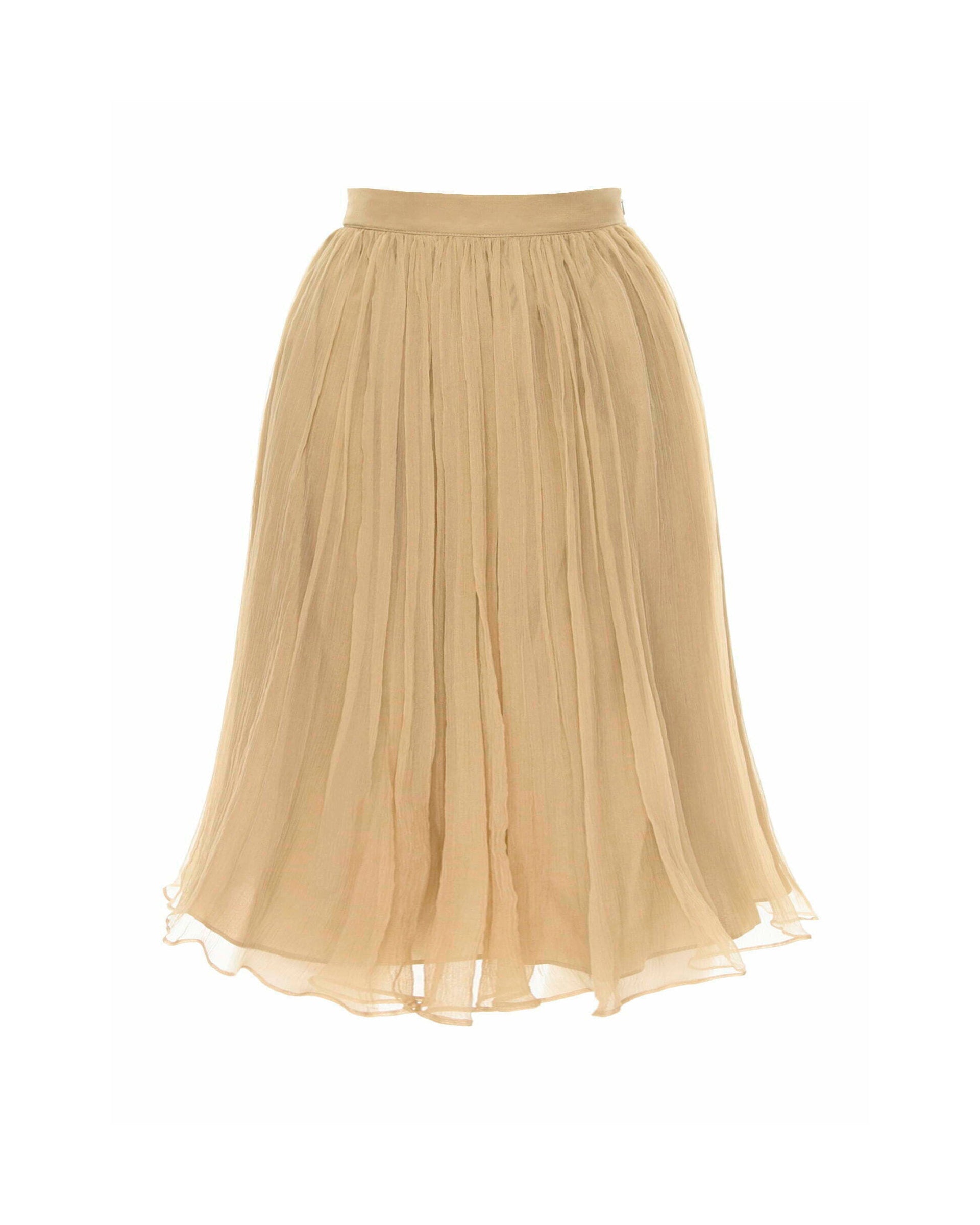 Gathered Silk Midi Skirt - Nude