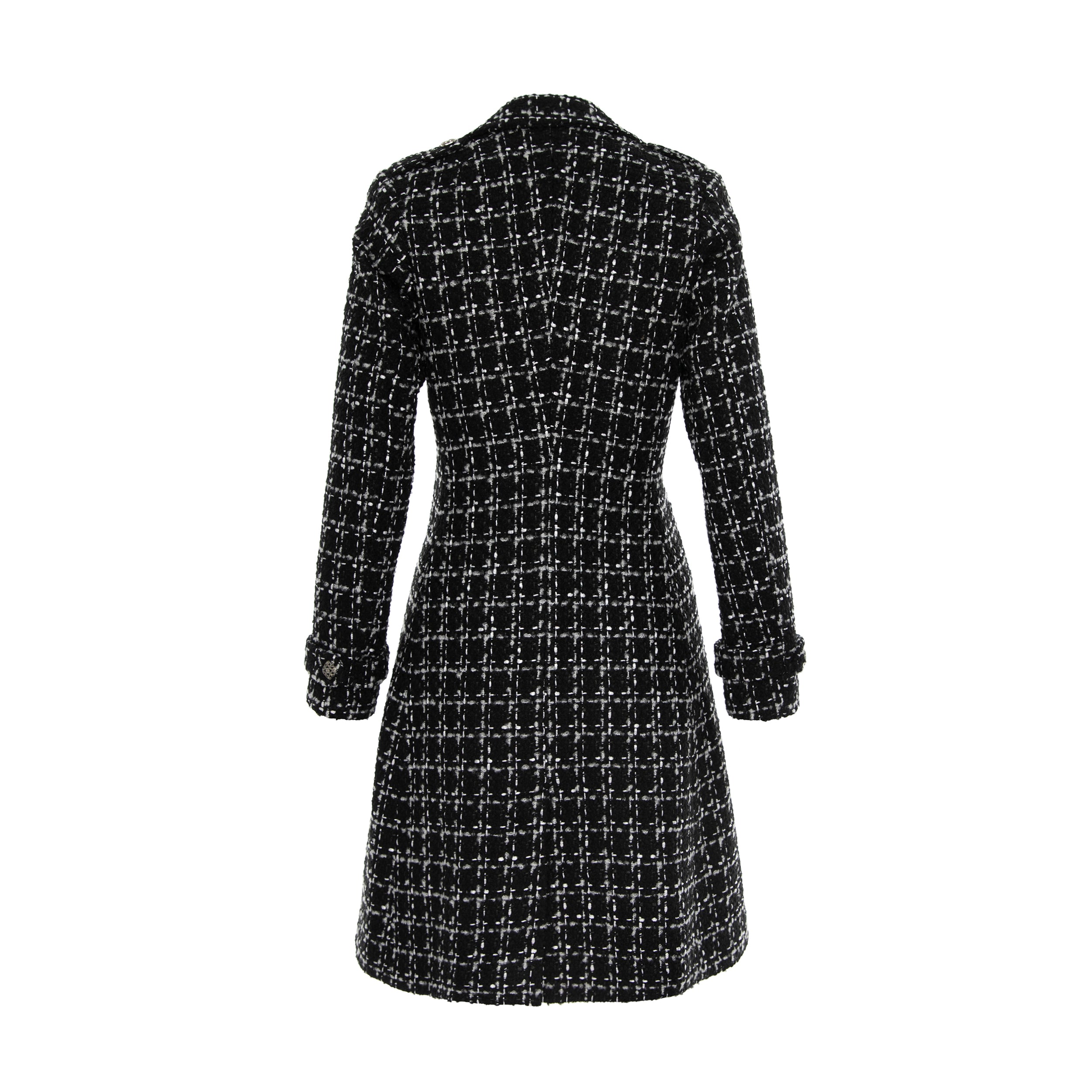 Double Breasted Military Coat With Contrast Buttons – Black & White