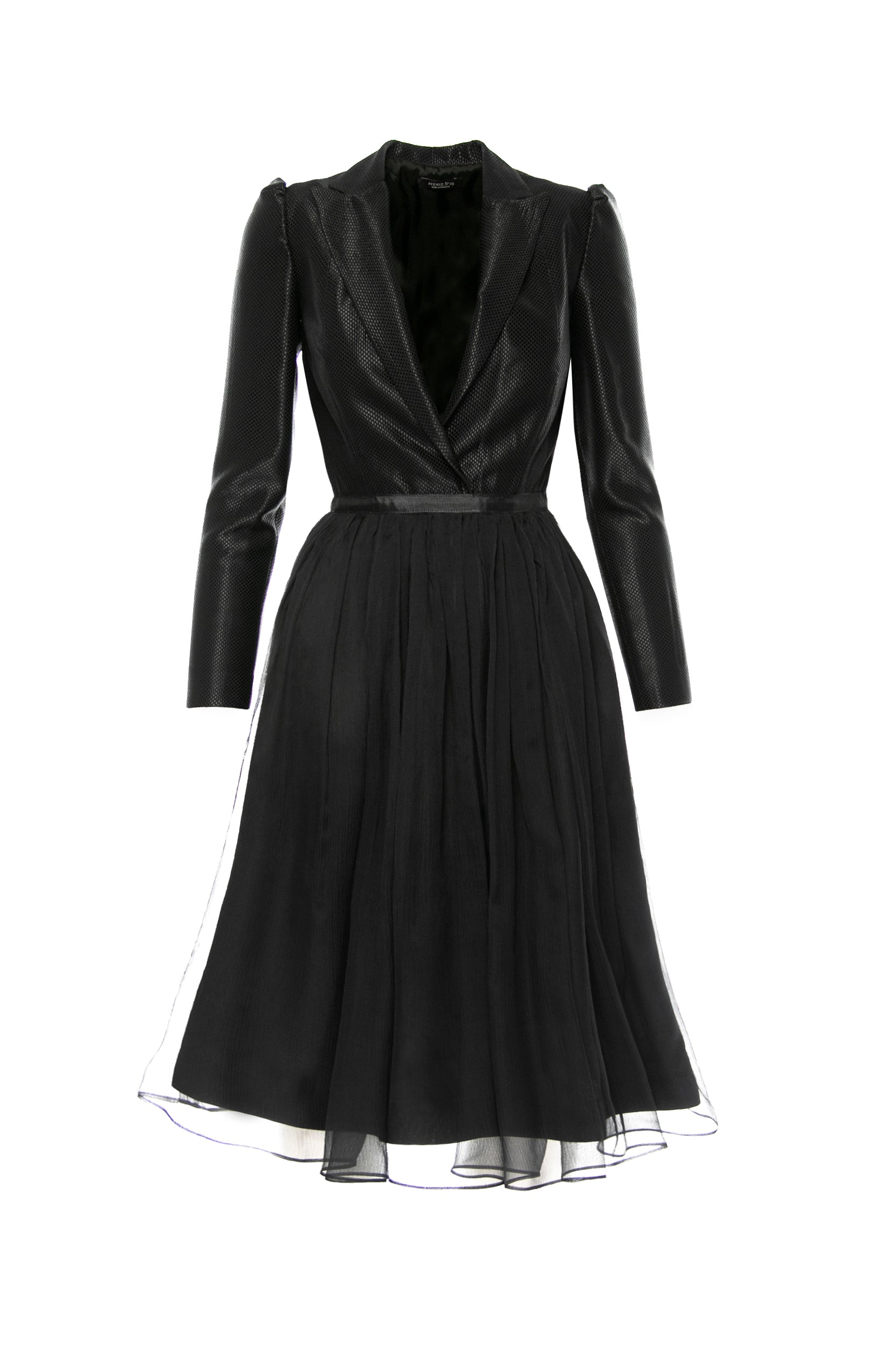Gathered Silk V-Neck Lapel Dress