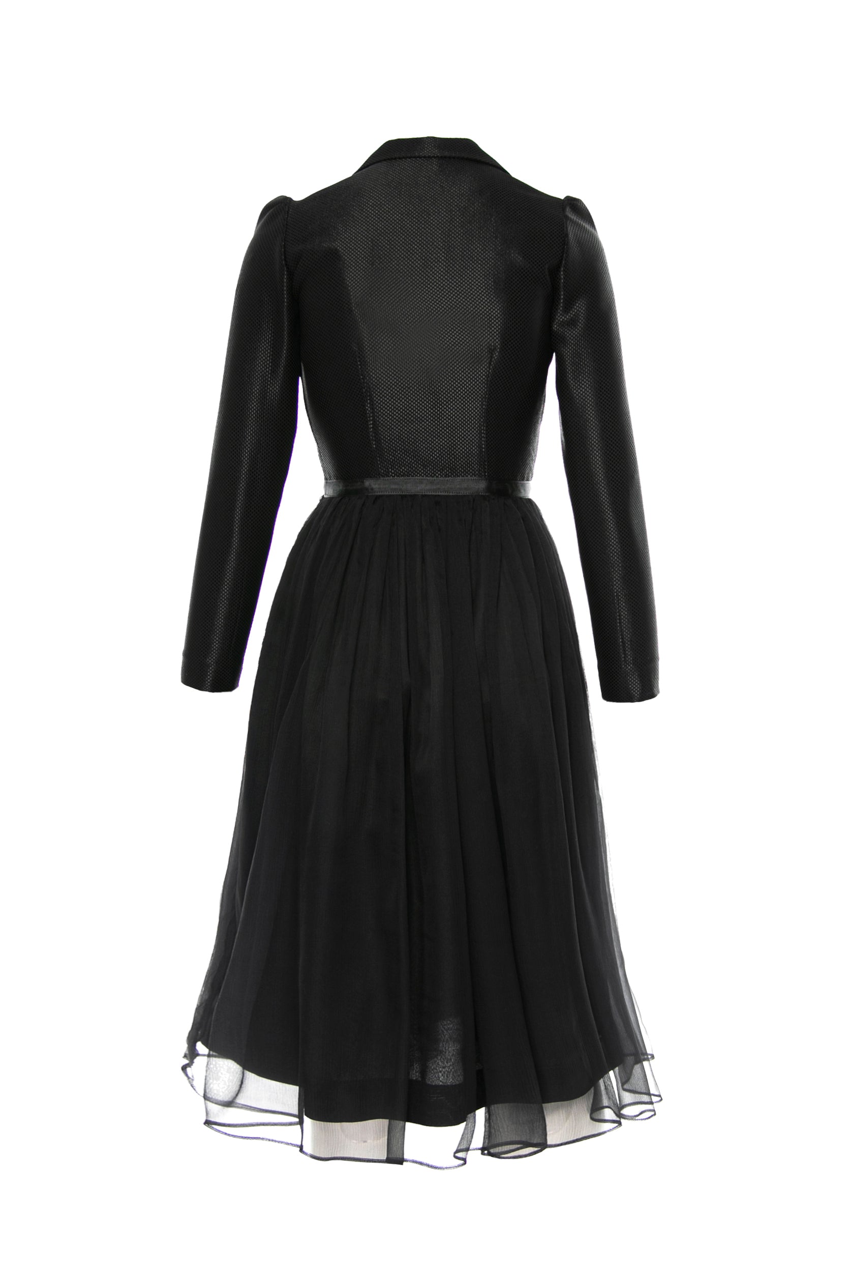 Gathered Silk V-Neck Lapel Dress