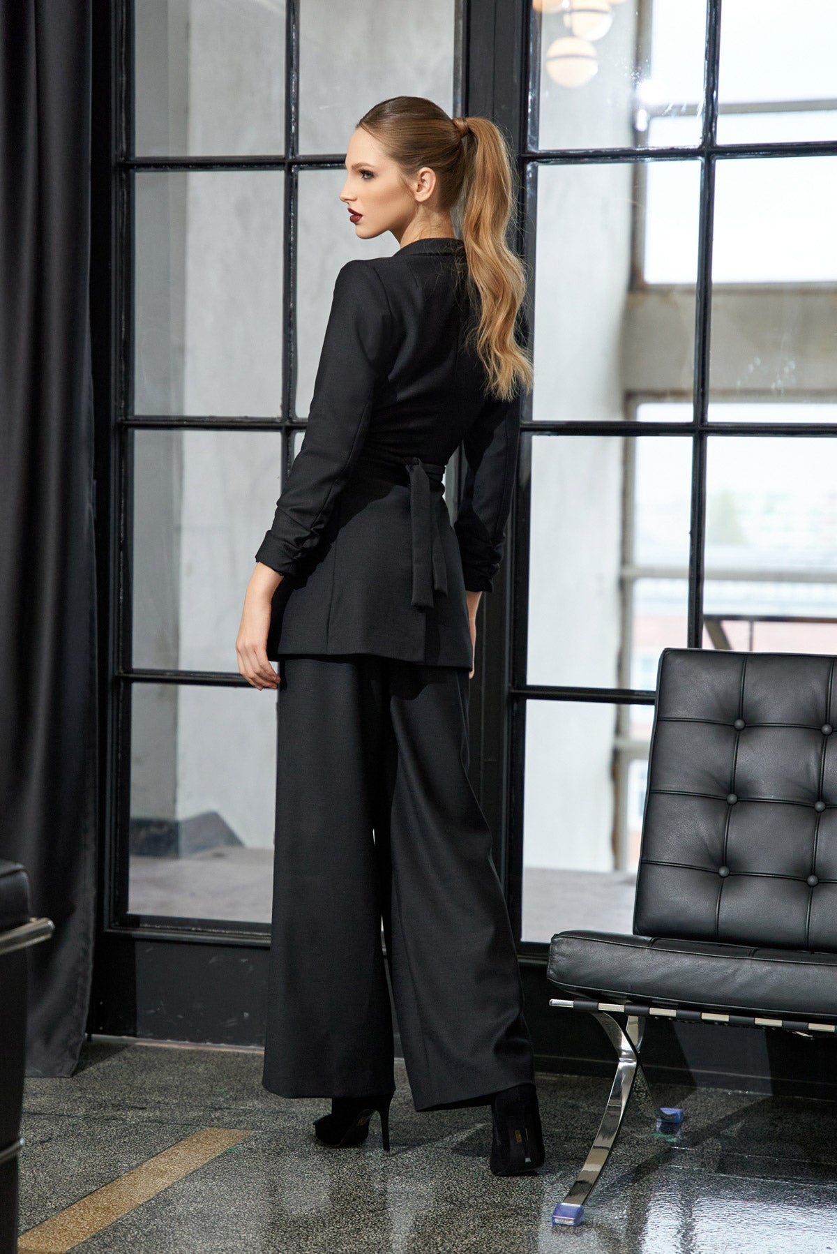Single Breasted Wool Blazer With In Seam Belt