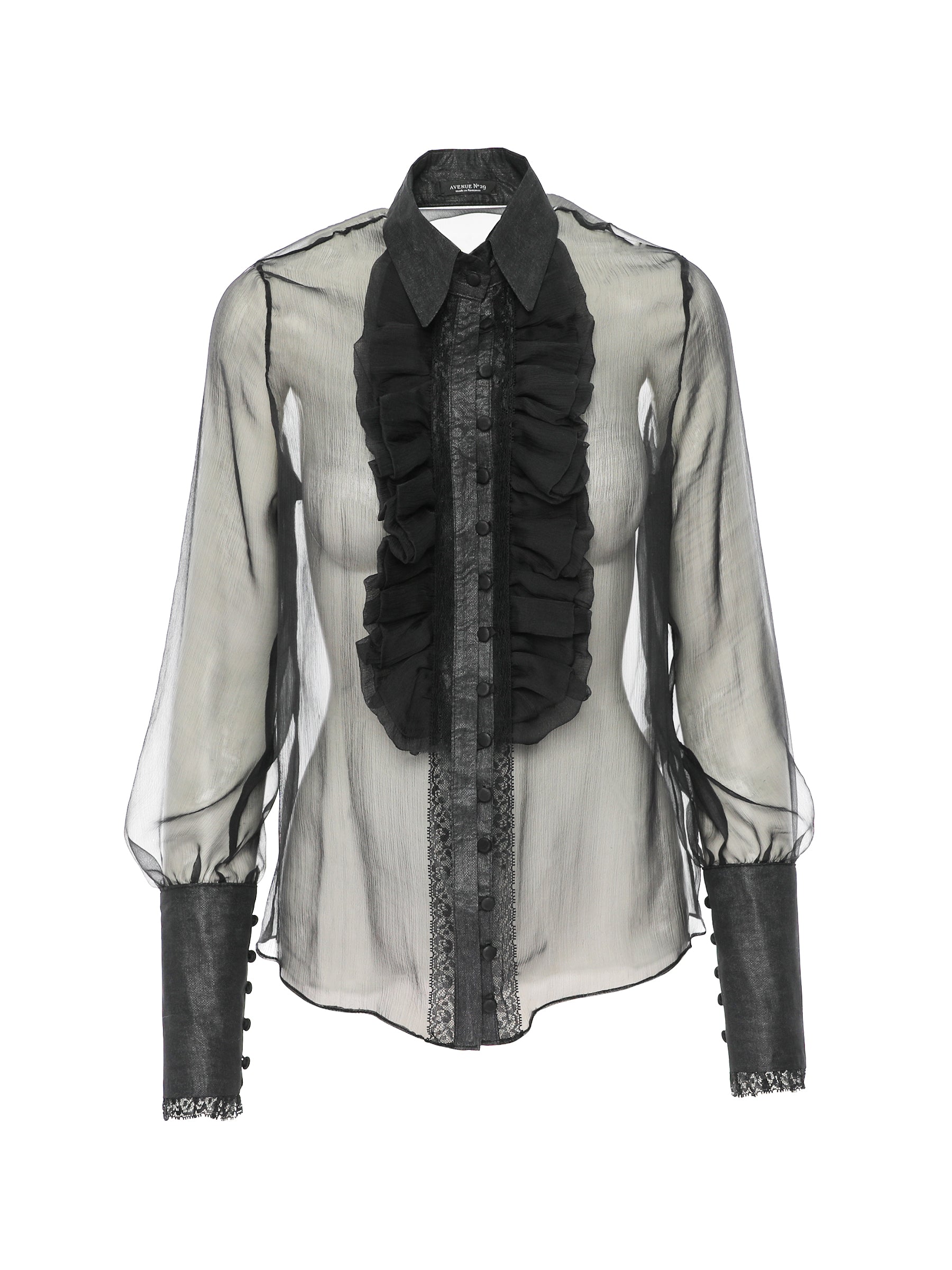 Silk Ruffle Buttoned Down Shirt