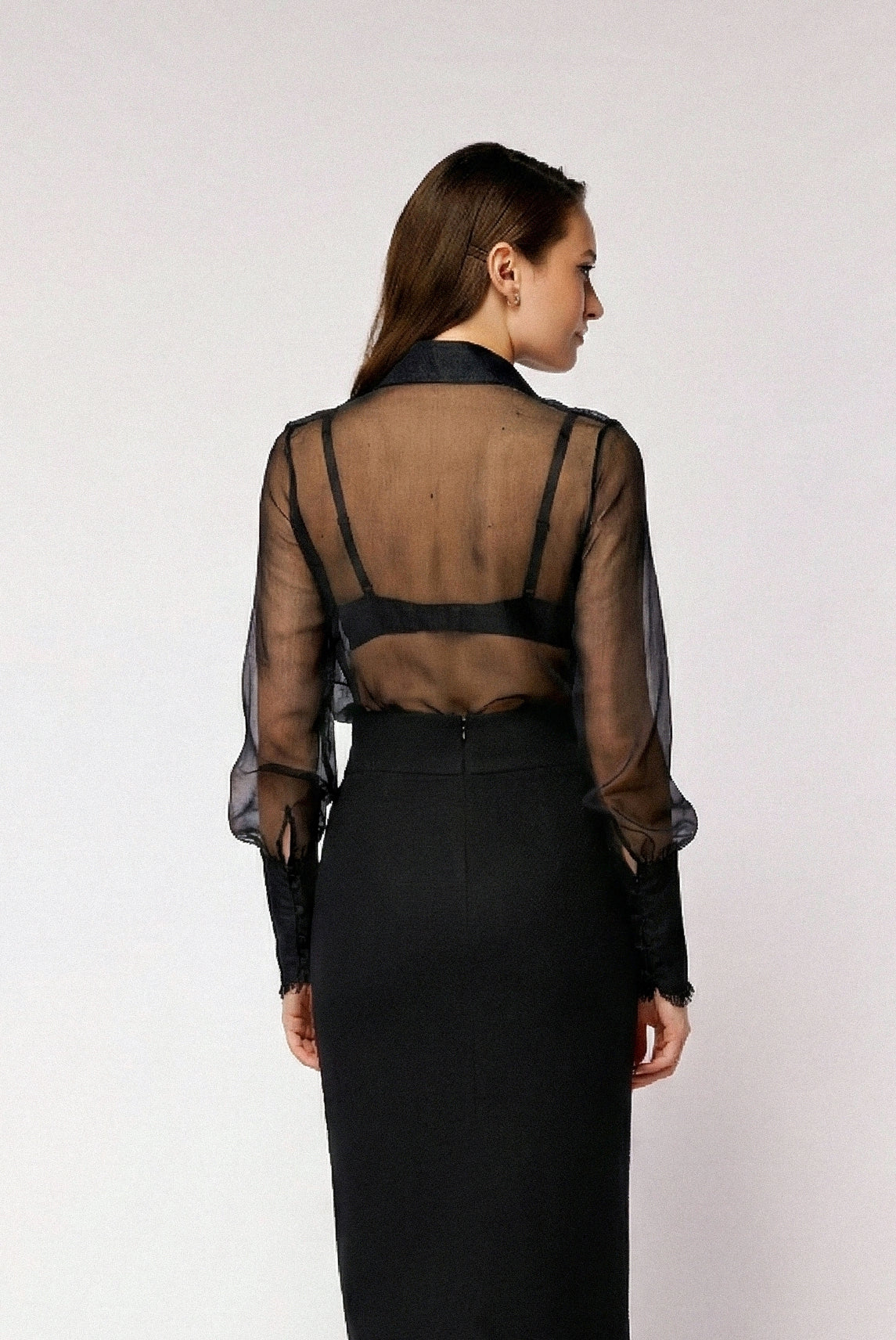 Silk Ruffle Buttoned Down Shirt