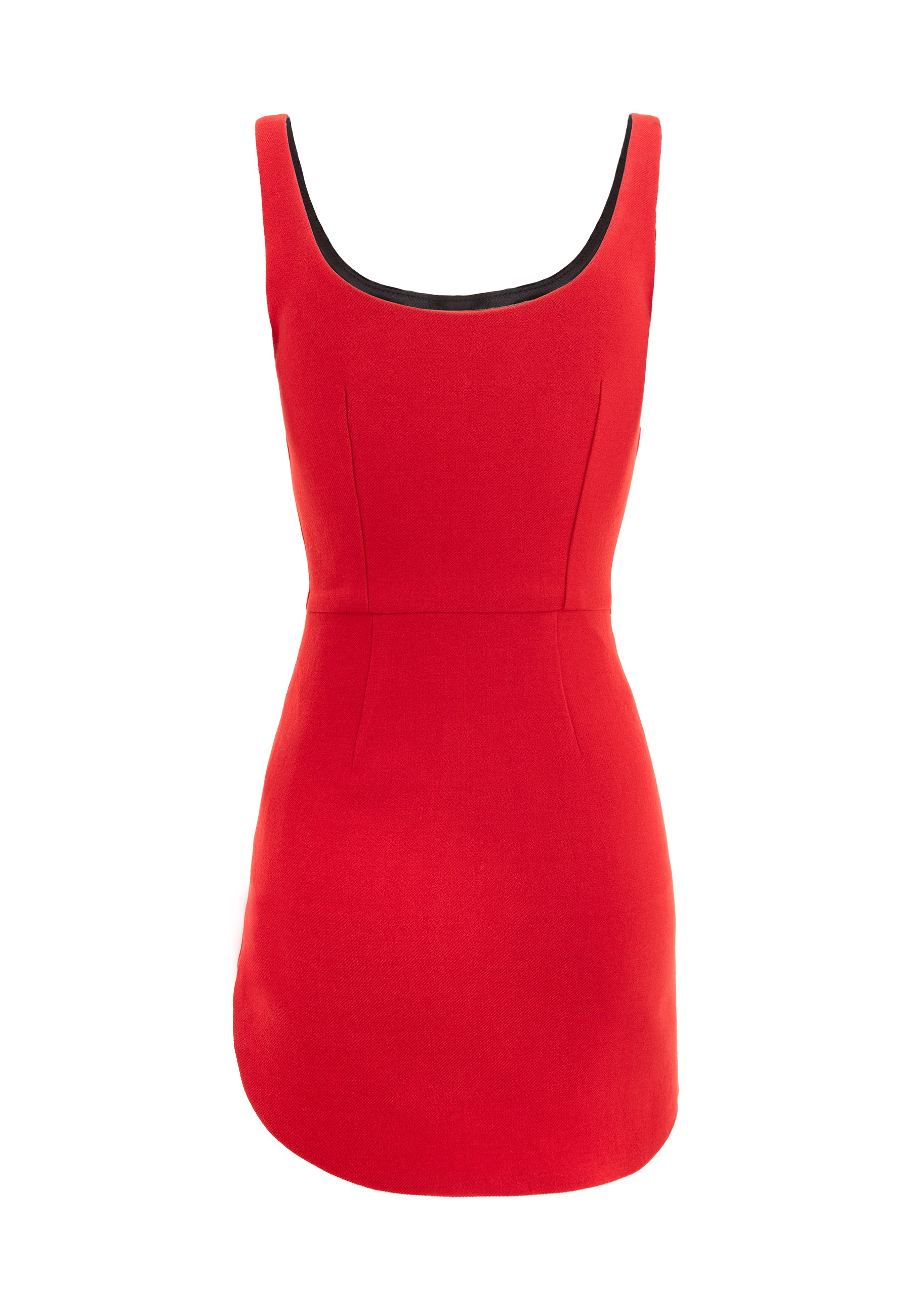 Mini Dress With Straps And Rounded Side Slit - Red