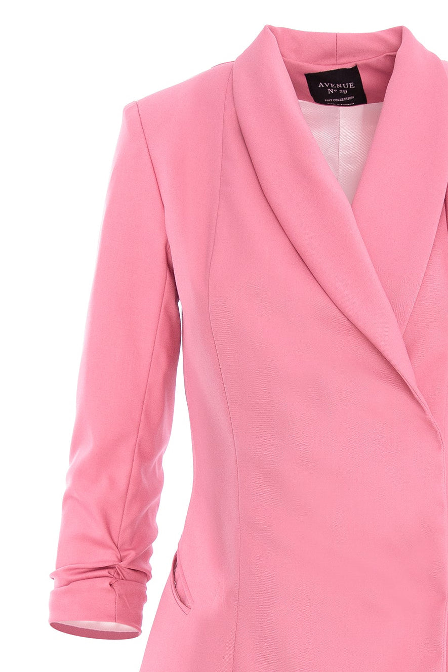 Asymmetric Tailored Blazer Dress - Dusty Pink