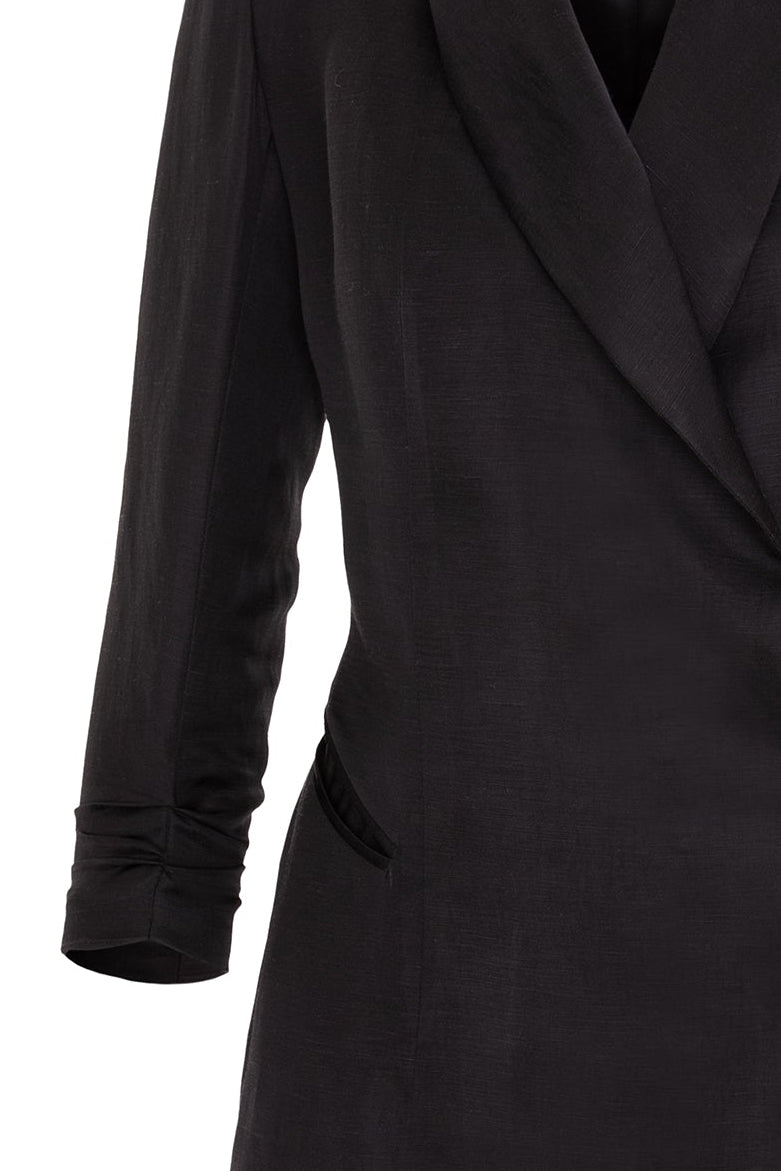Asymmetric Linen And Rayon Blazer Dress