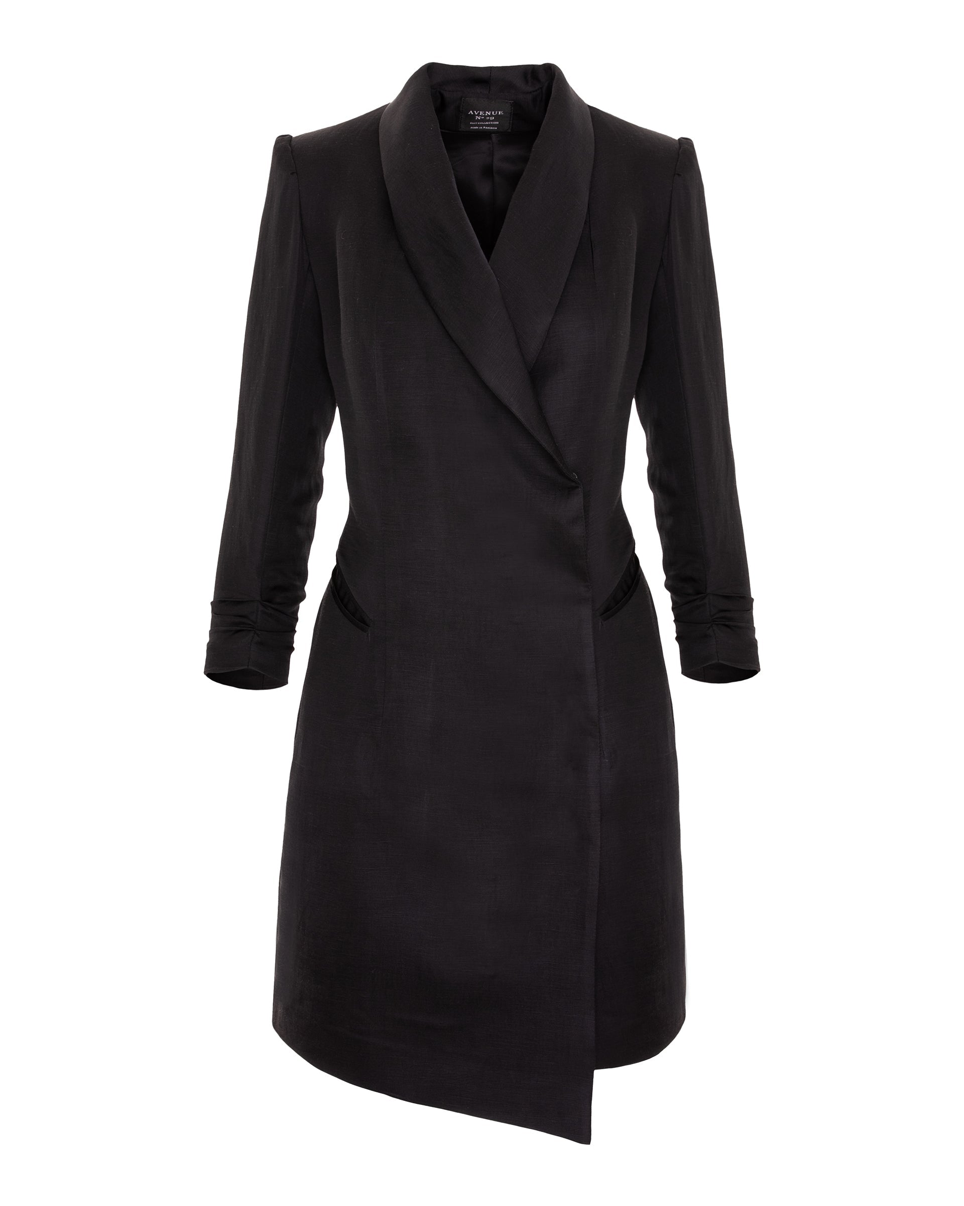 Asymmetric Linen And Rayon Blazer Dress