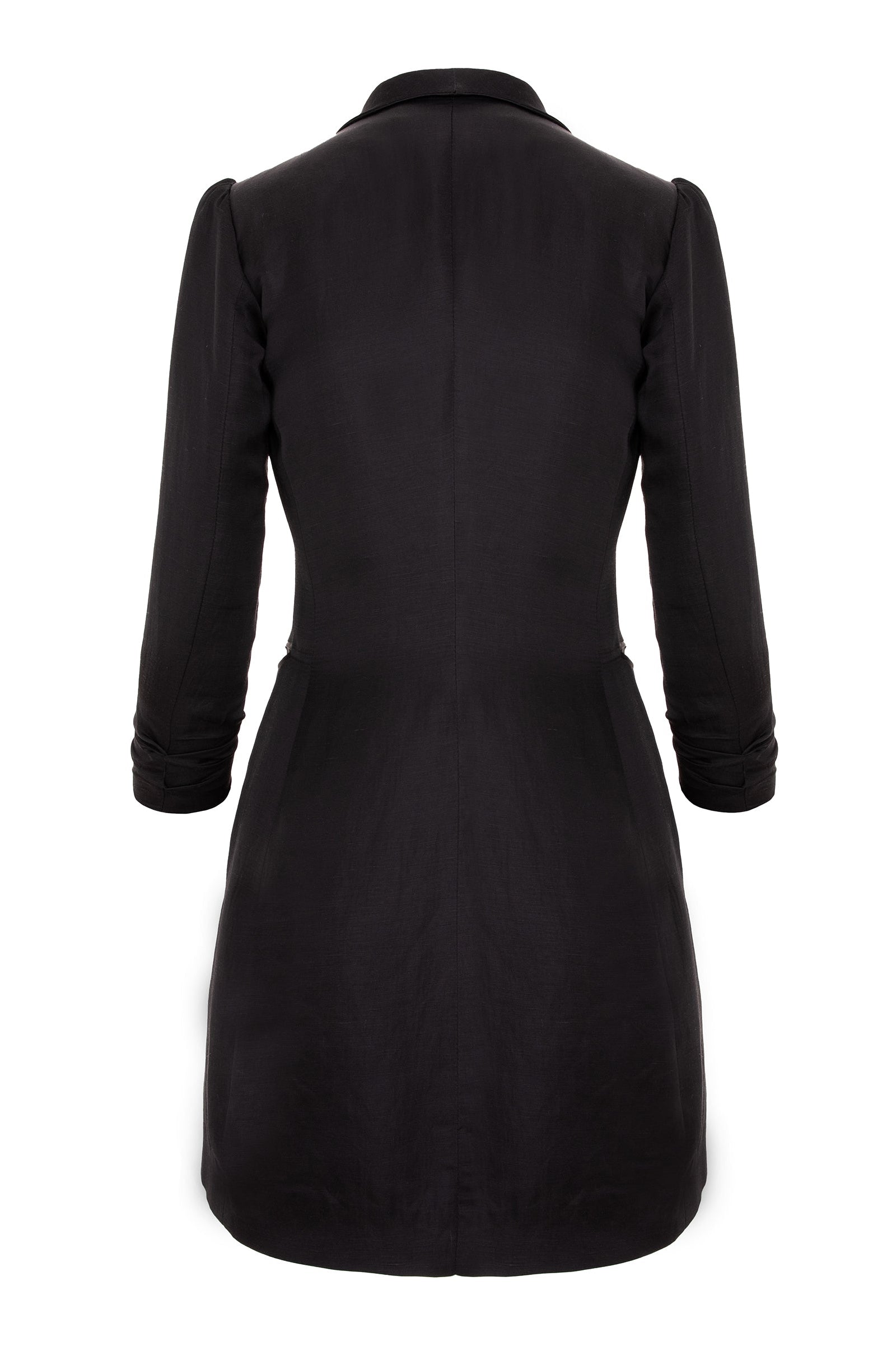 Asymmetric Linen And Rayon Blazer Dress
