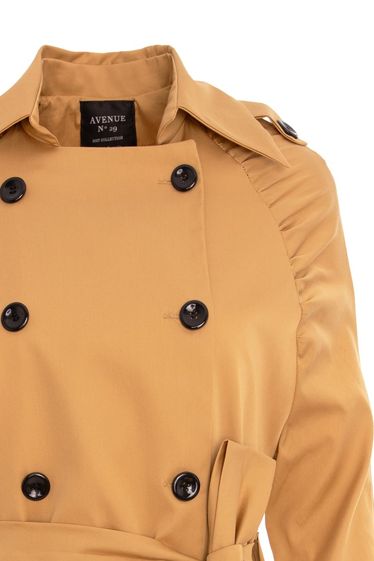 Mini Trench Dress With Raglan Sleeves - Nude