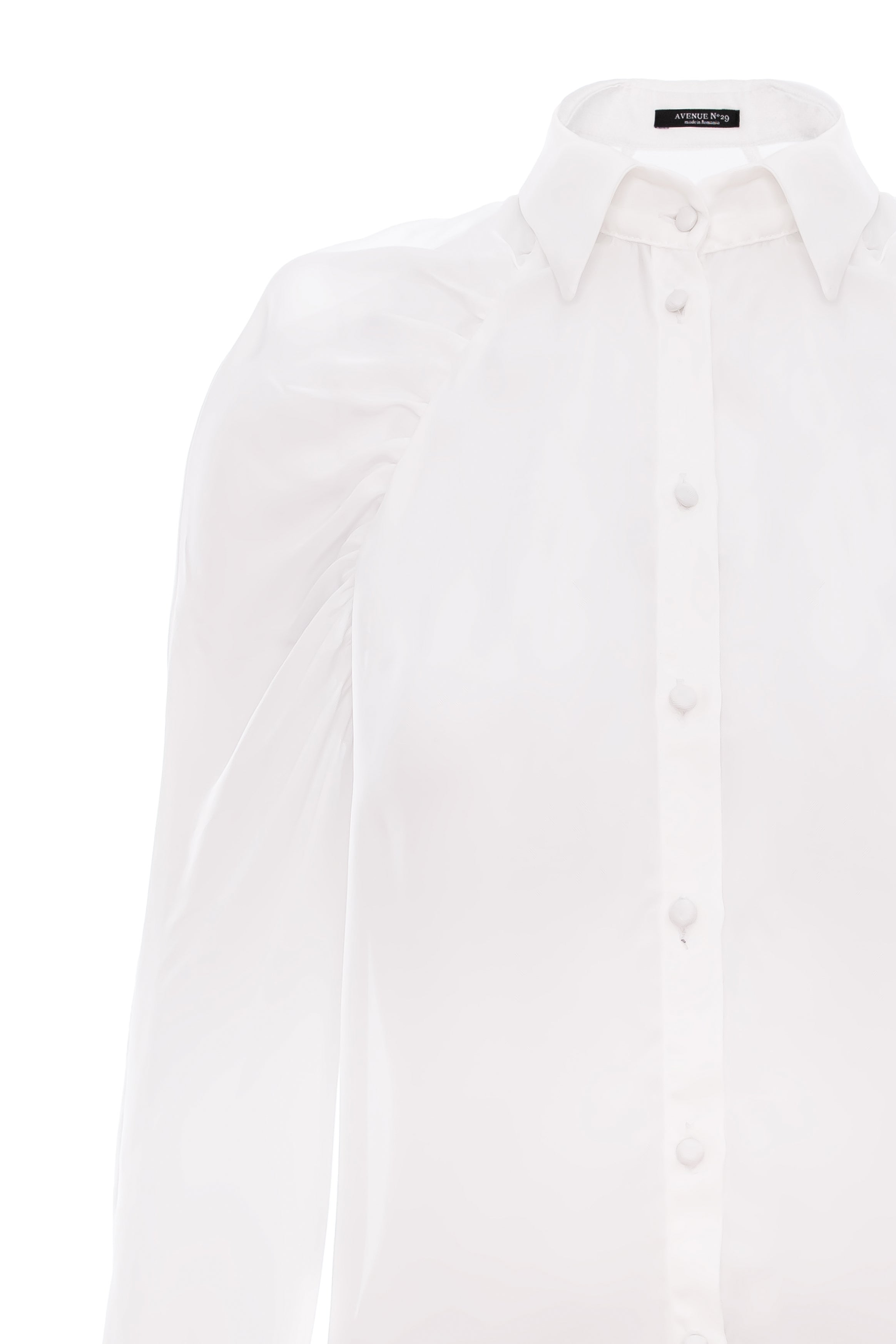 Gathered Raglan Sleeve Viscose Buttoned Down Shirt - White