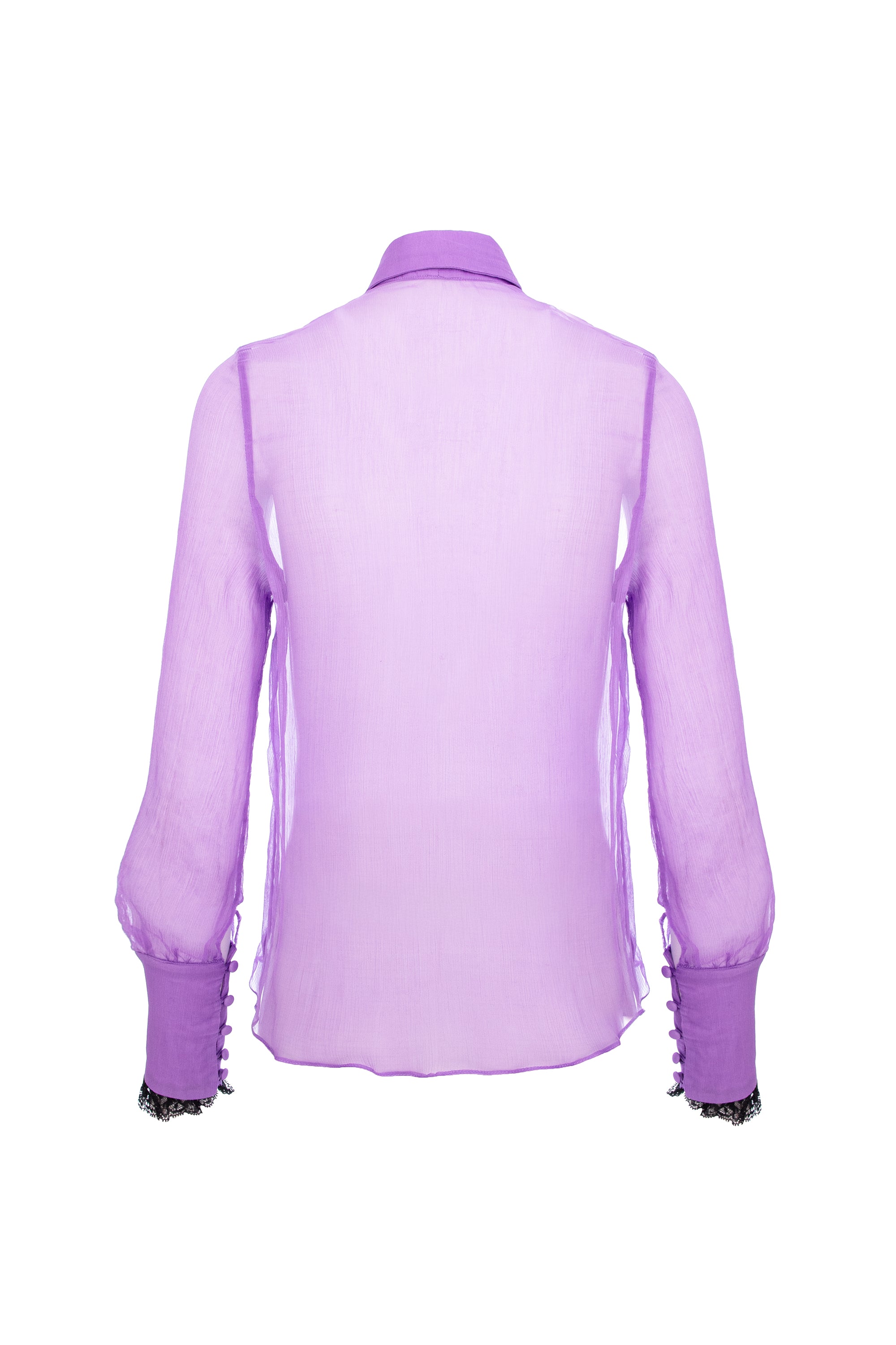Silk Ruffle Buttoned Down Shirt - Lilac