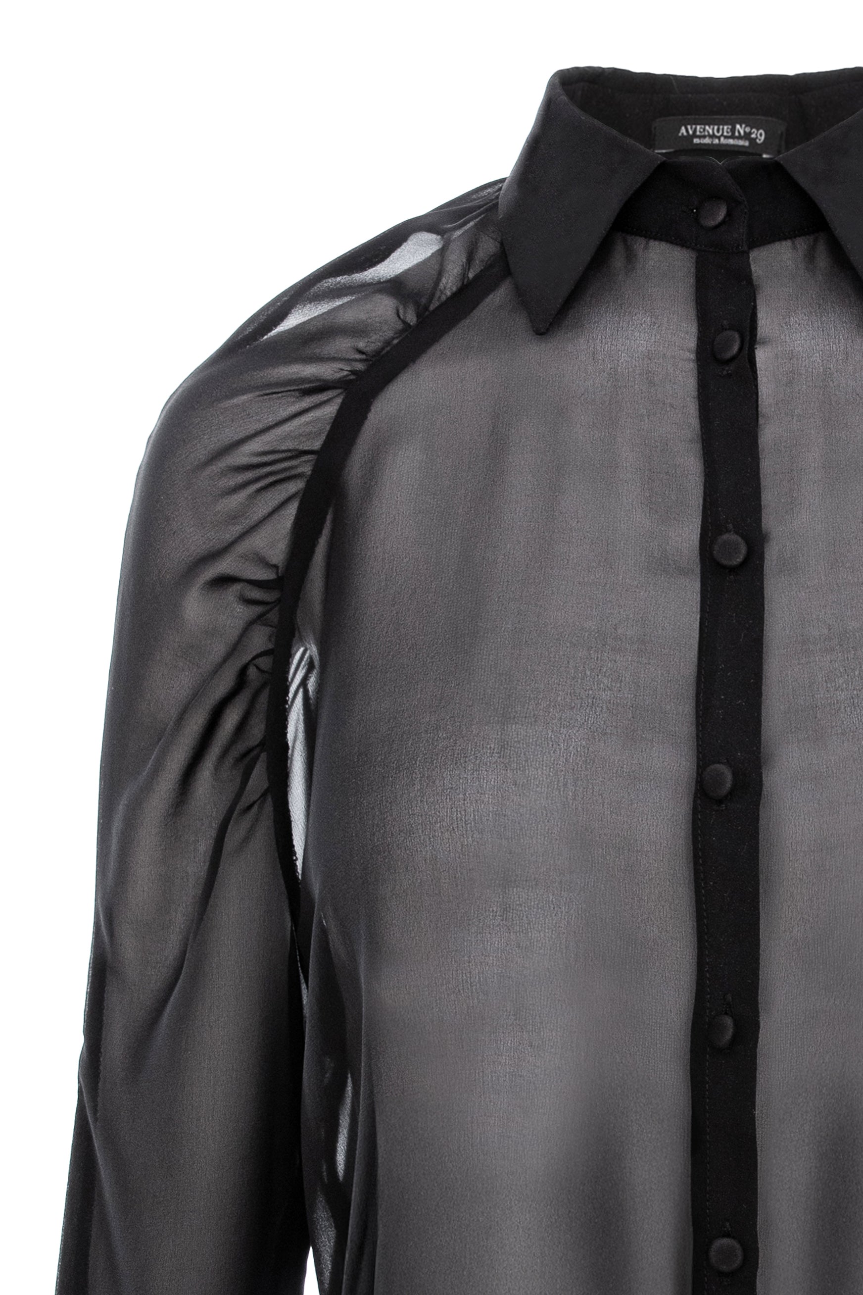 Gathered Raglan Sleeve Silk Buttoned Down Shirt
