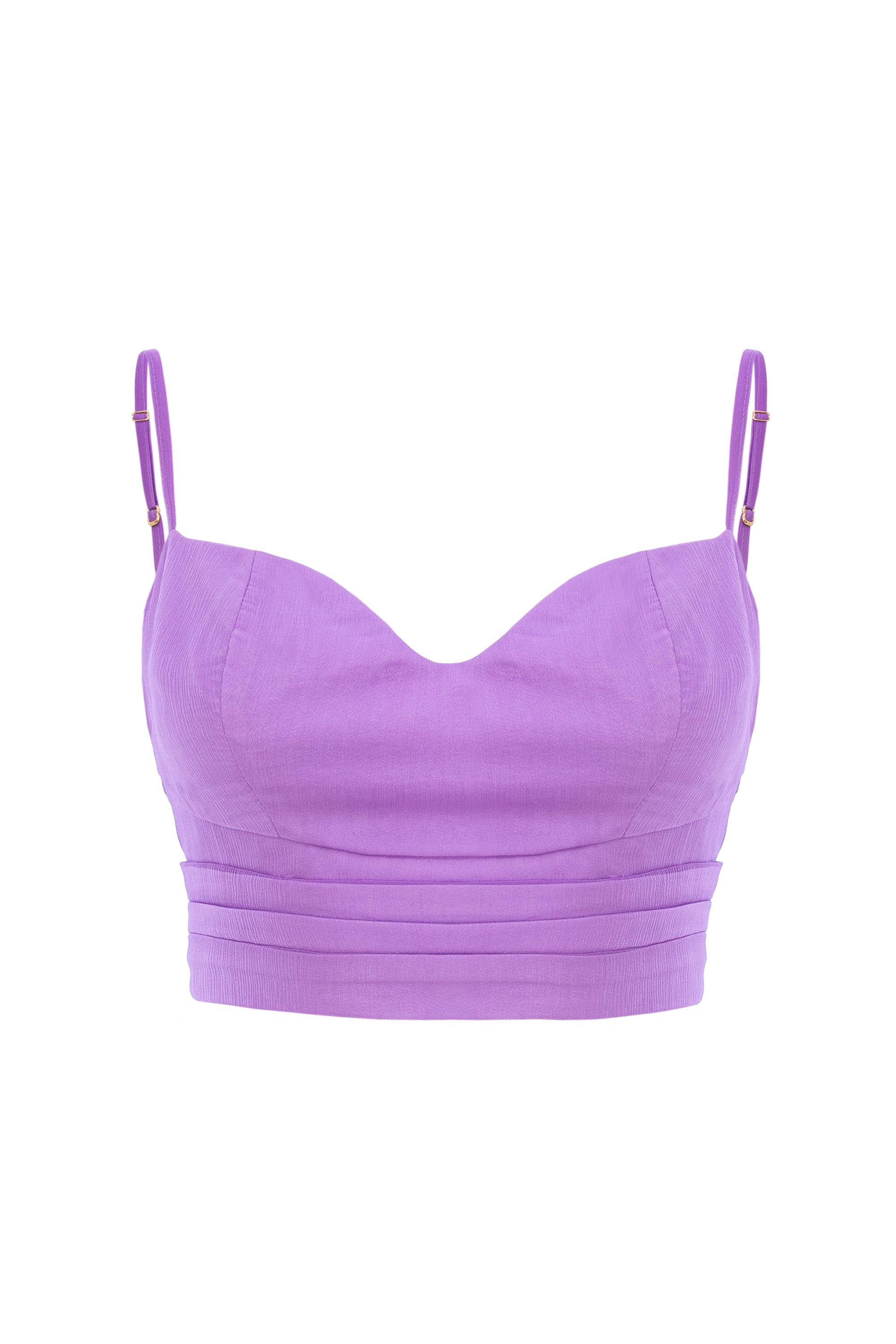 Silk Corset Top With Straps - Lilac