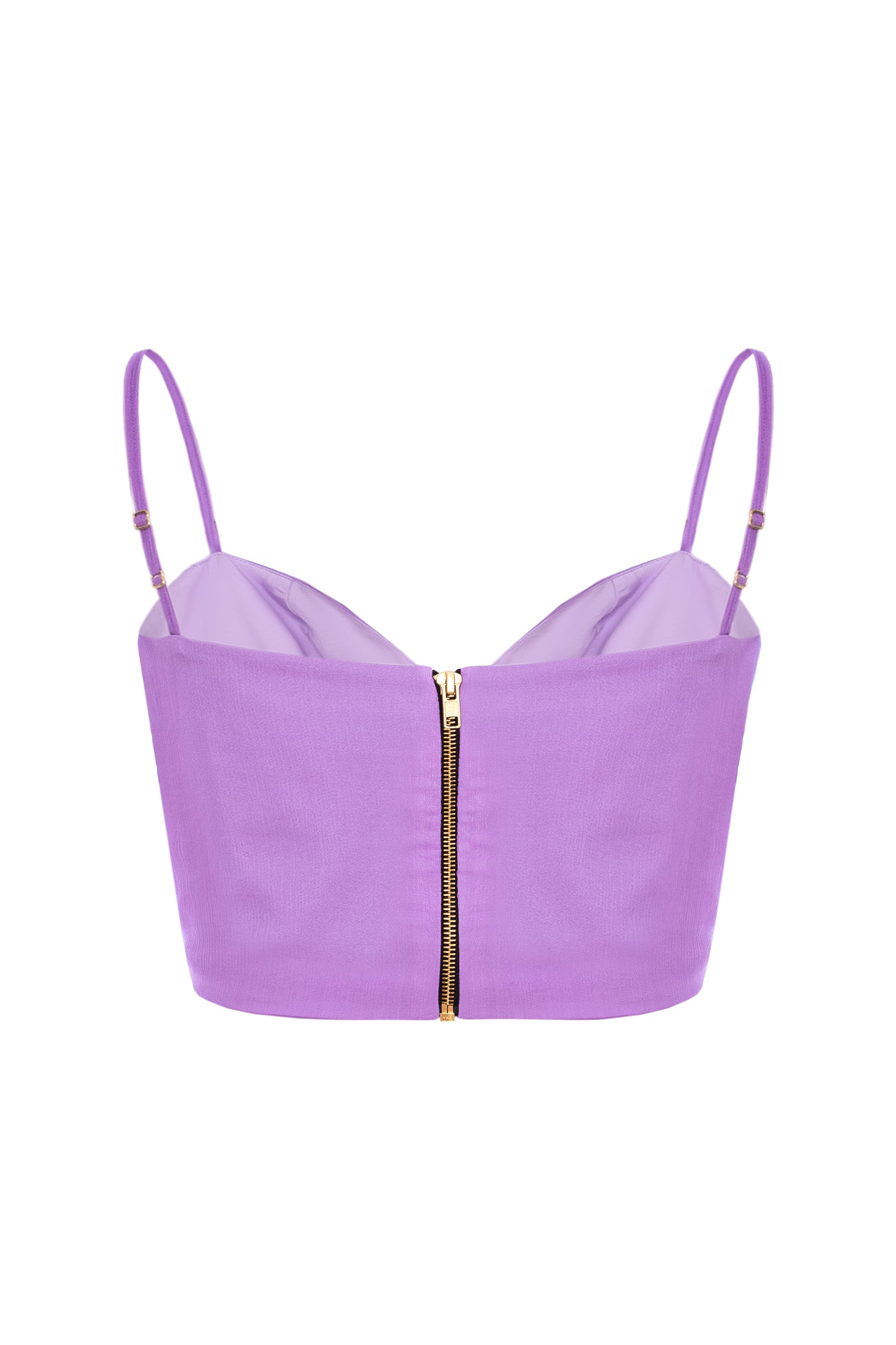 Silk Corset Top With Straps - Lilac