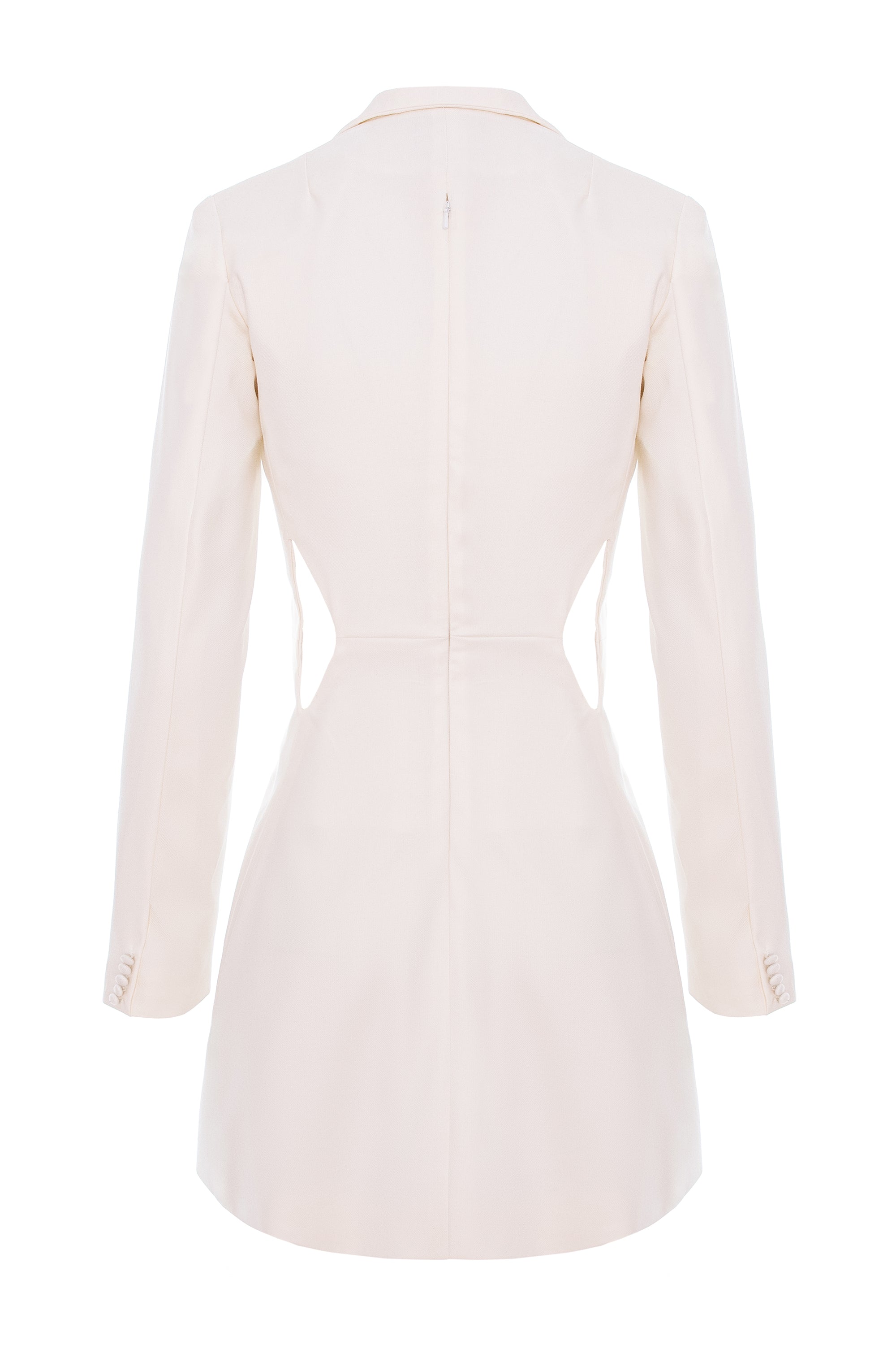 white cut out blazer dress White Long Sleeve Blazer Dress with Side Cut-Outs and Pocket Detail Elegant and Trendy White / S