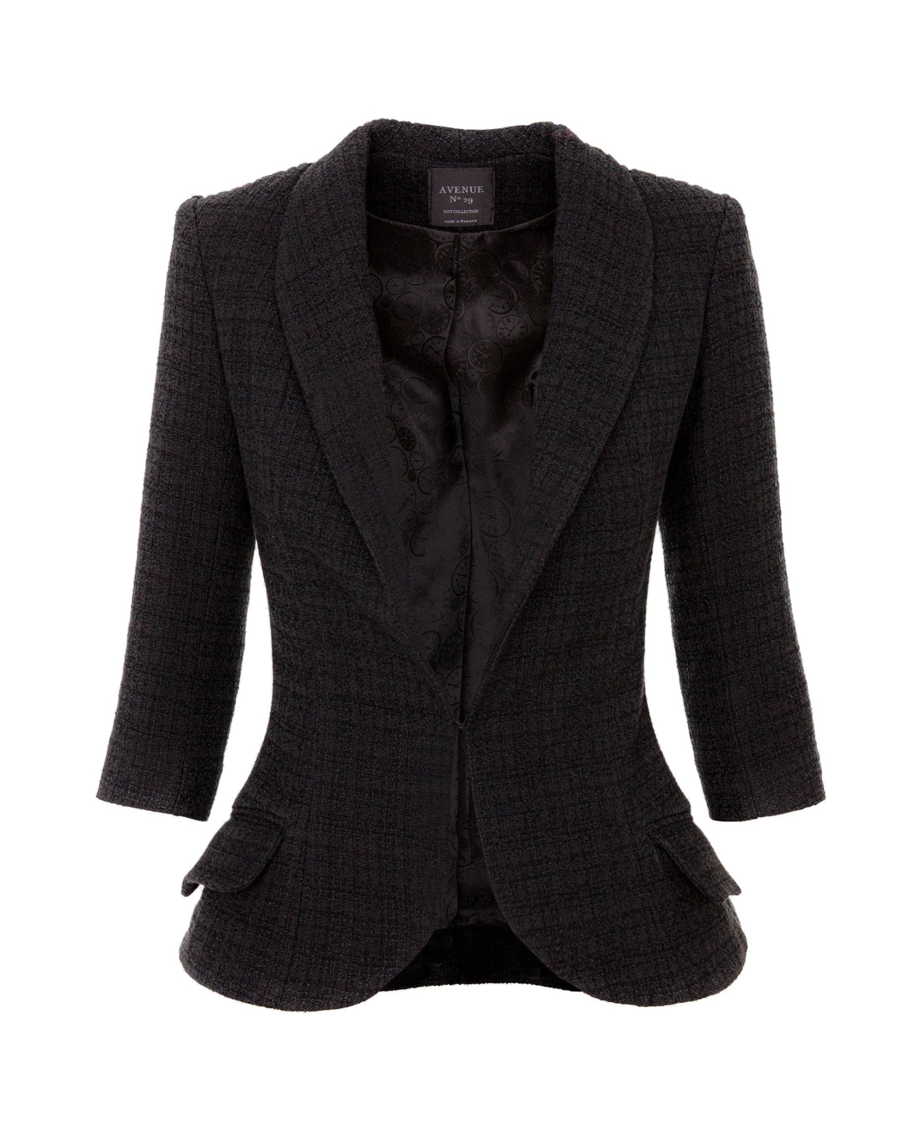 Structured Boucle Blazer - Black