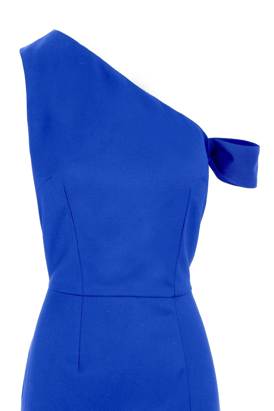 Asymmetrical Neckline Bodycon Midi Dress - Blue