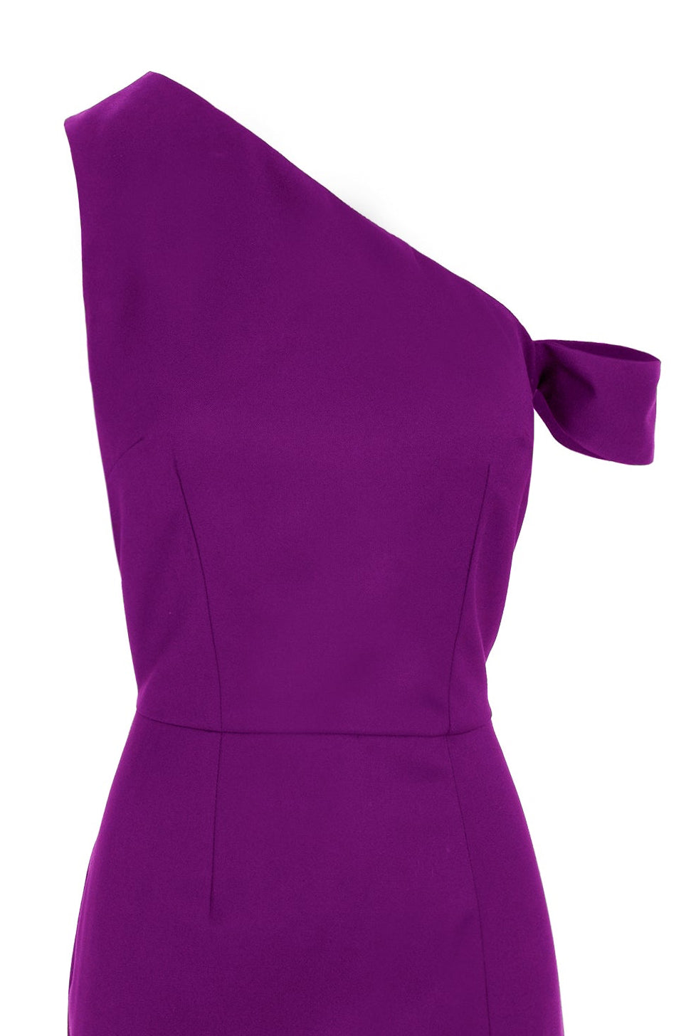 Asymmetrical Neckline Bodycon Midi Dress - Purple