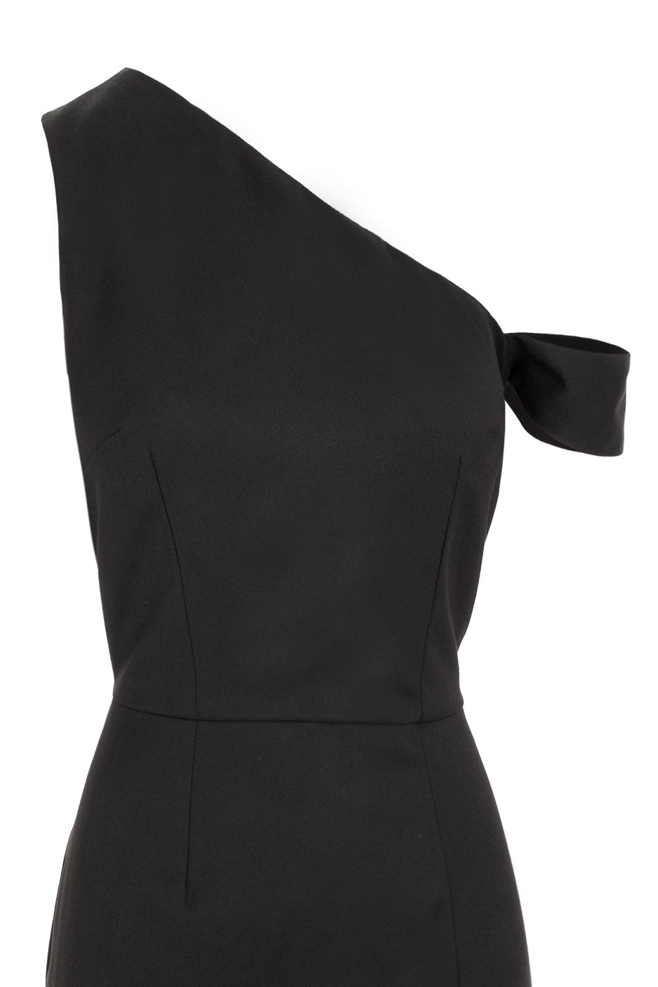 Asymmetrical Neckline Bodycon Midi Dress - Black