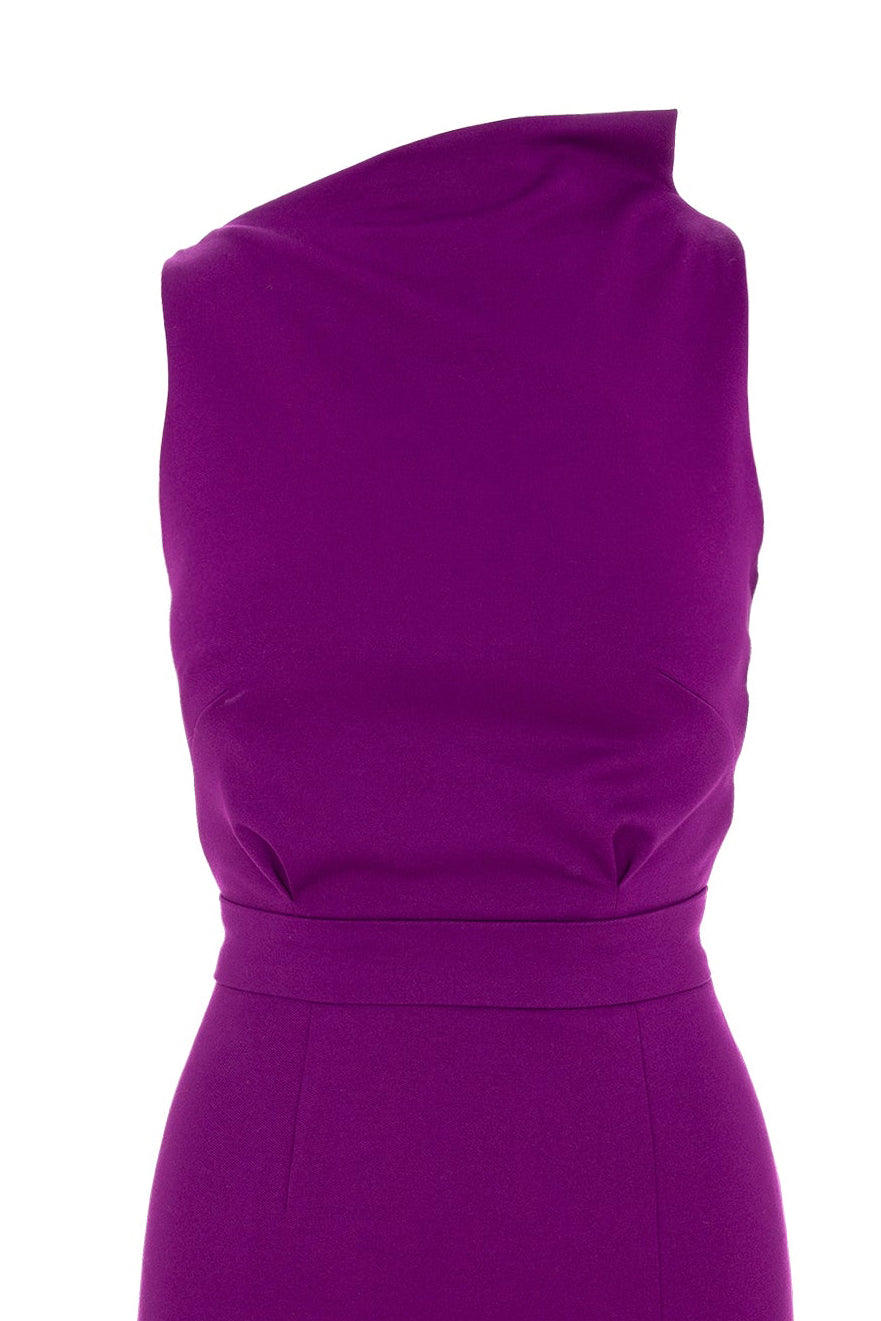 Bodycon Midi Dress With Leg Slit - Purple