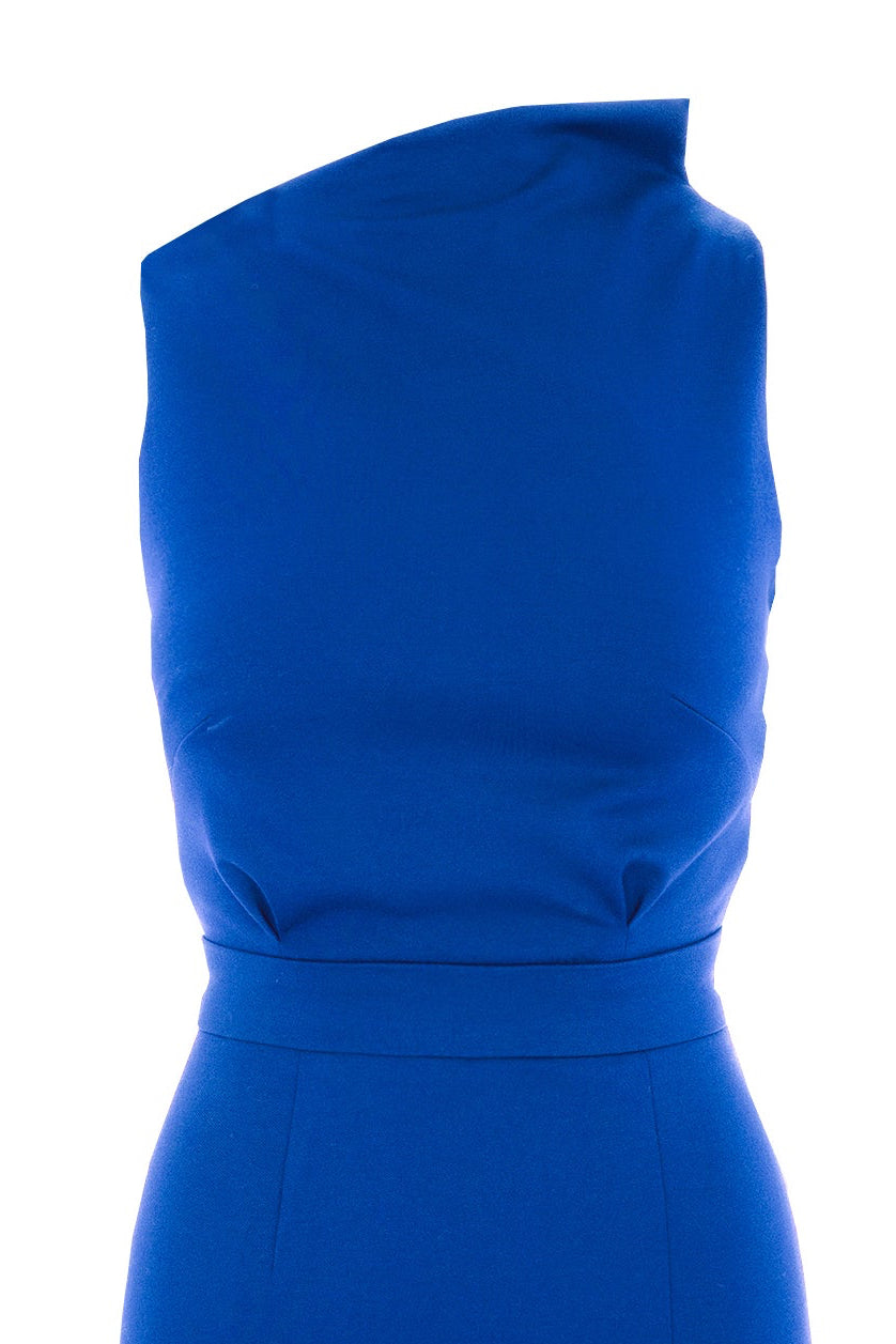 Bodycon Midi Dress With Leg Slit - Blue