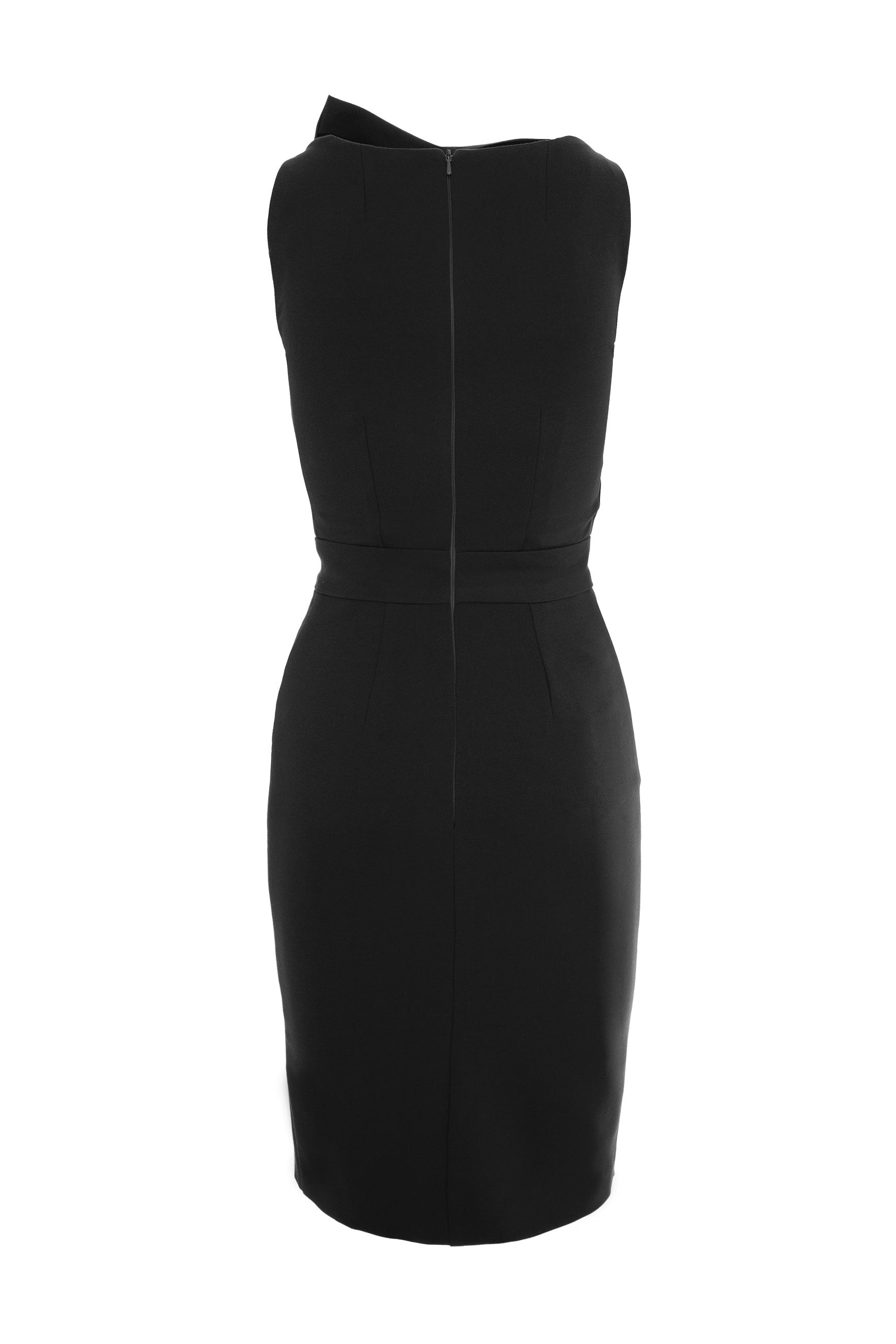 Bodycon Midi Dress With Leg Slit - Black