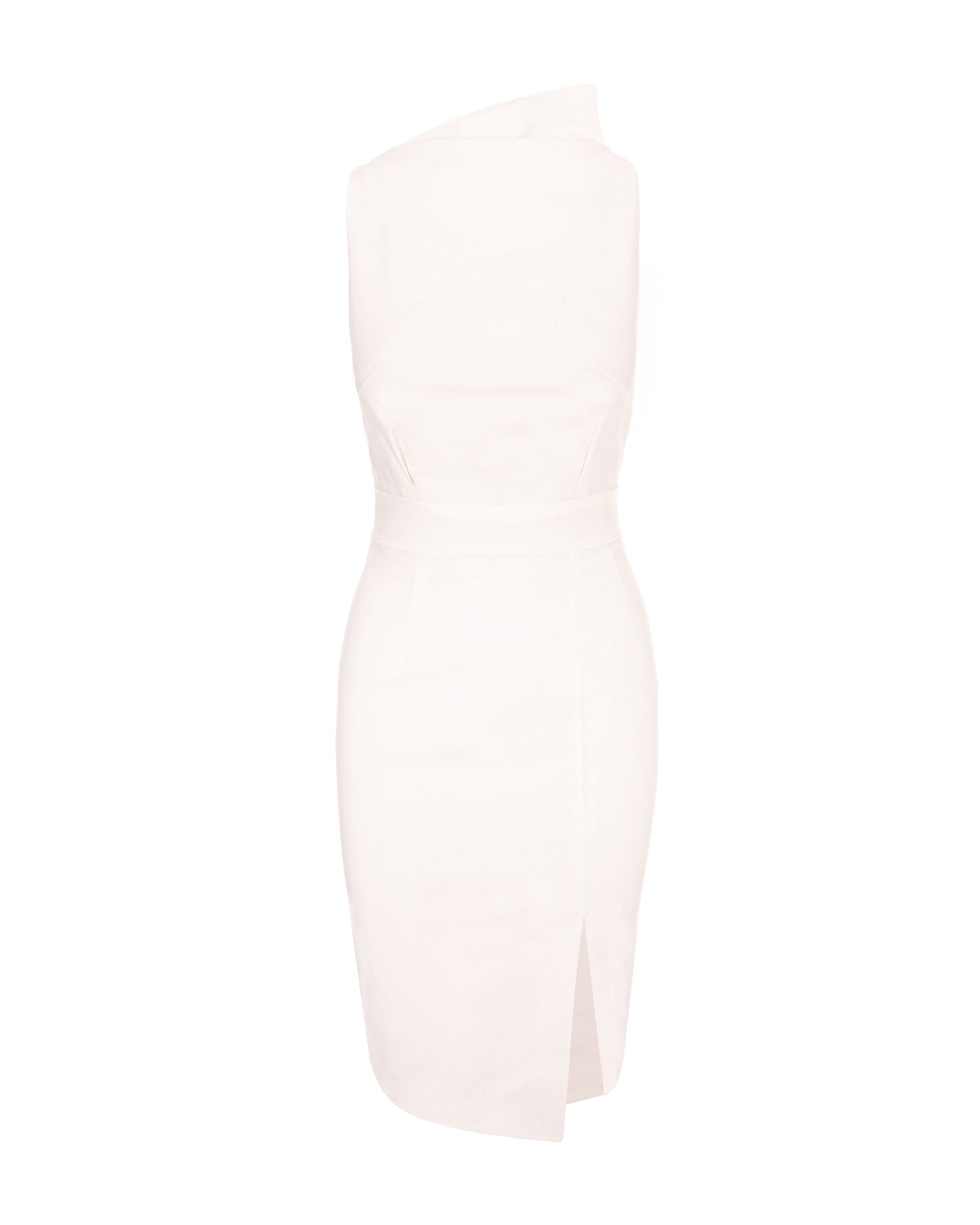 Bodycon Midi Dress With Leg Slit - White