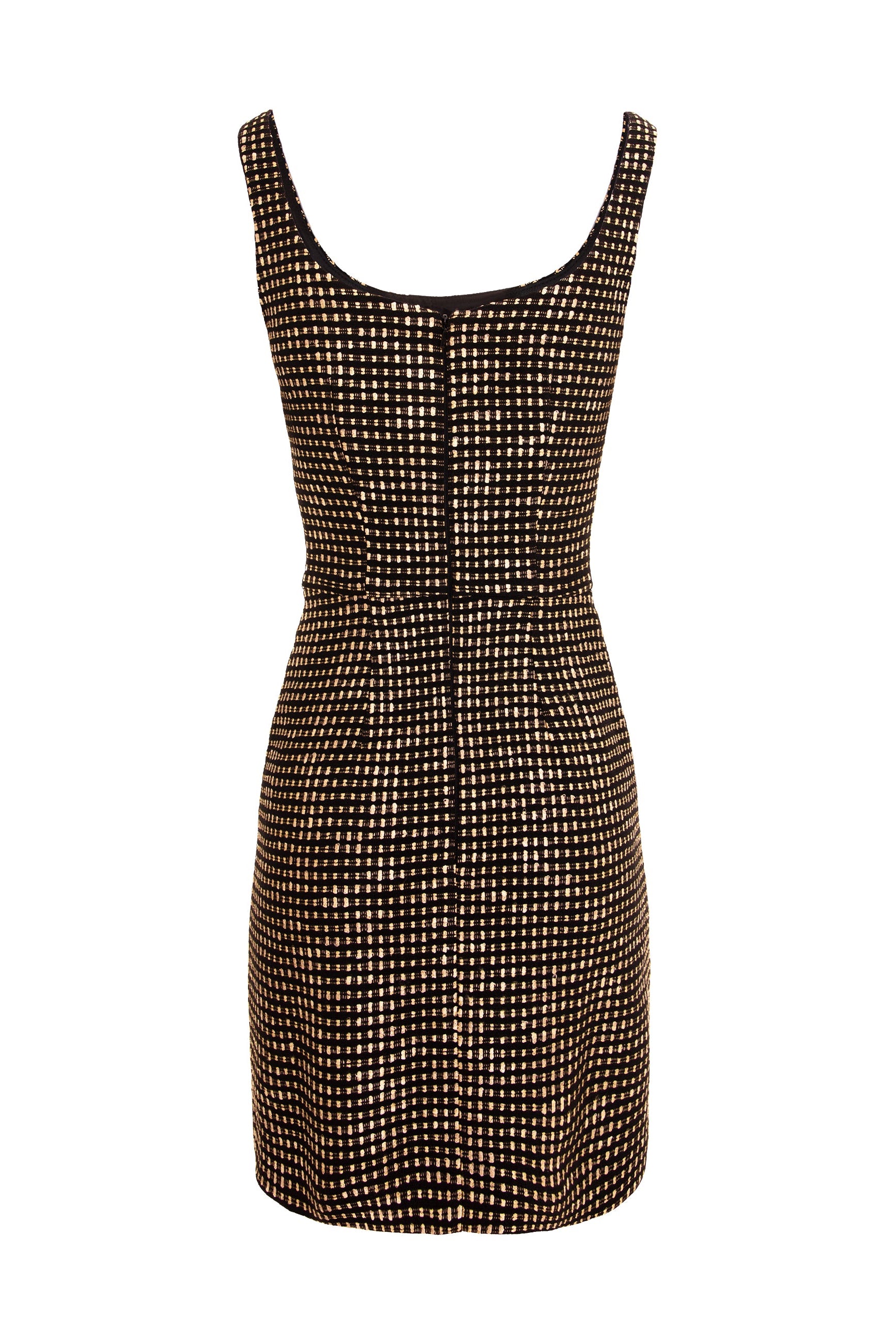 Bodycon Short Tweed Dress With Rounded Neckline
