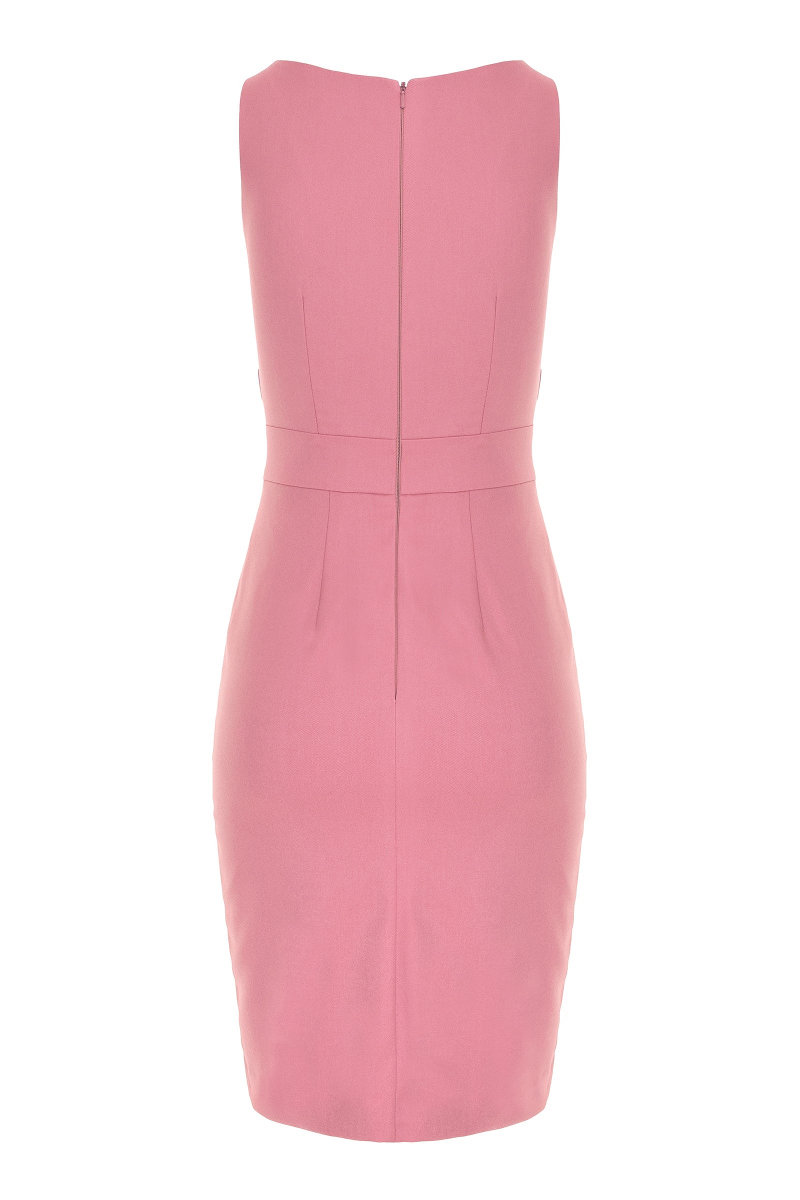 Bodycon Midi Dress With Leg Slit - Pink