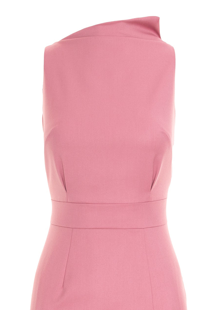 Bodycon Midi Dress With Leg Slit - Pink