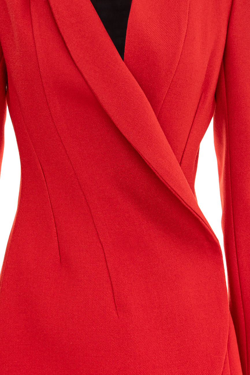 Asymmetric Double Breasted Wool Blazer