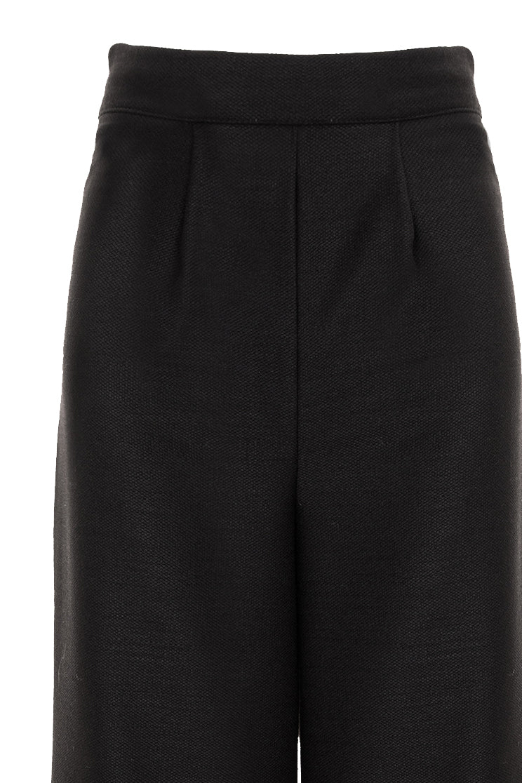 Wool Wide Leg Trousers - Black