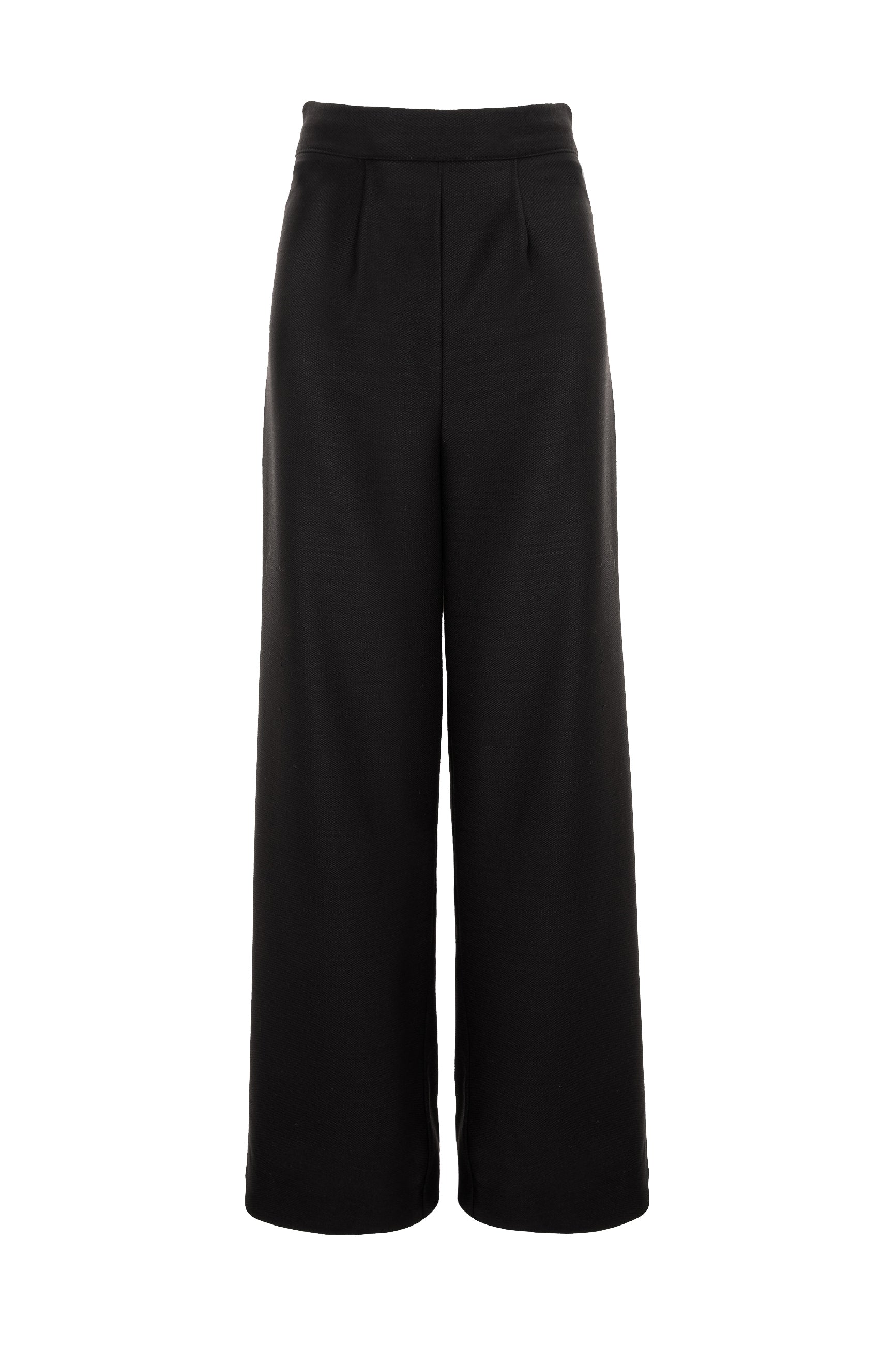 Wool Wide Leg Trousers - Black