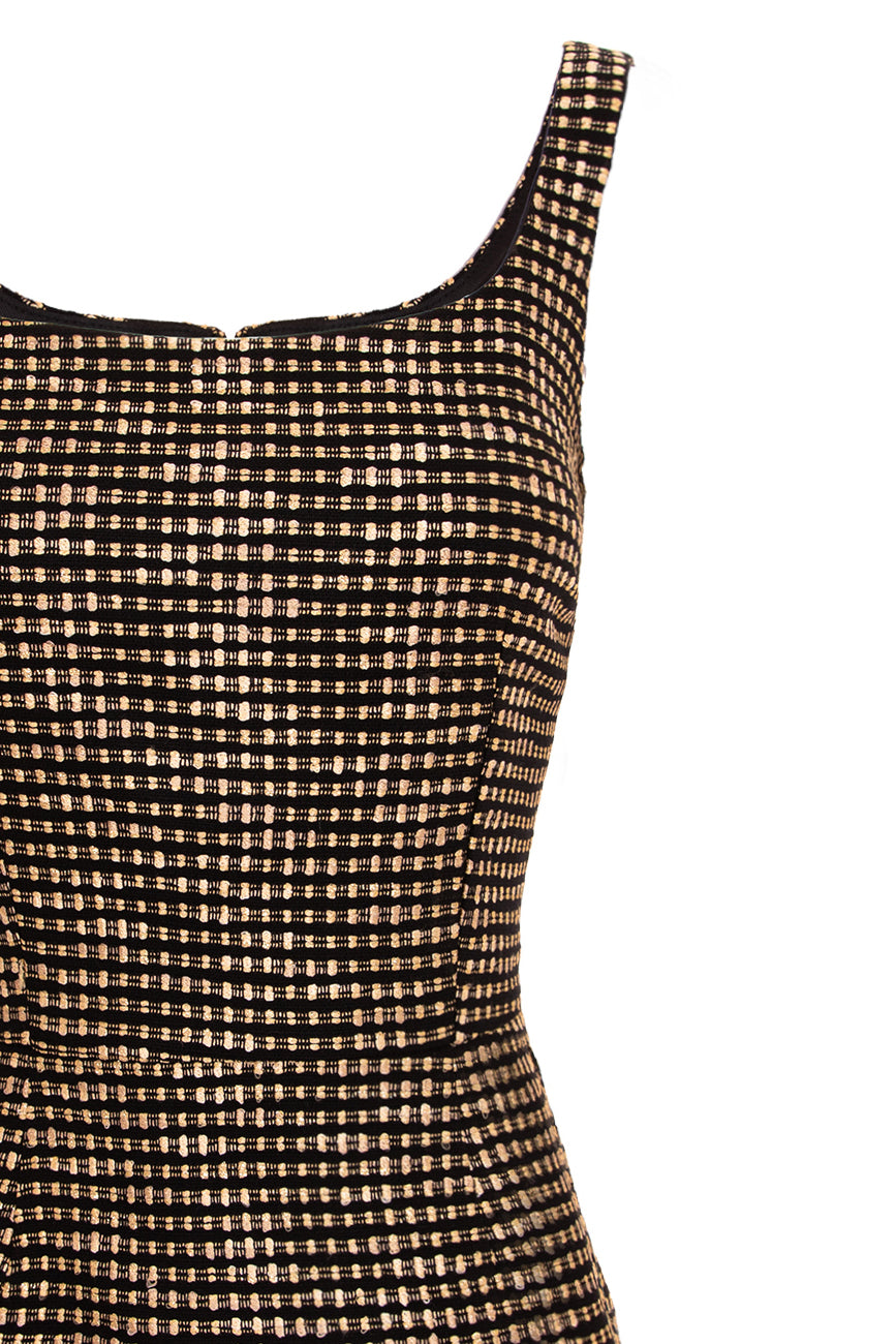 Bodycon Short Tweed Dress With Rounded Neckline